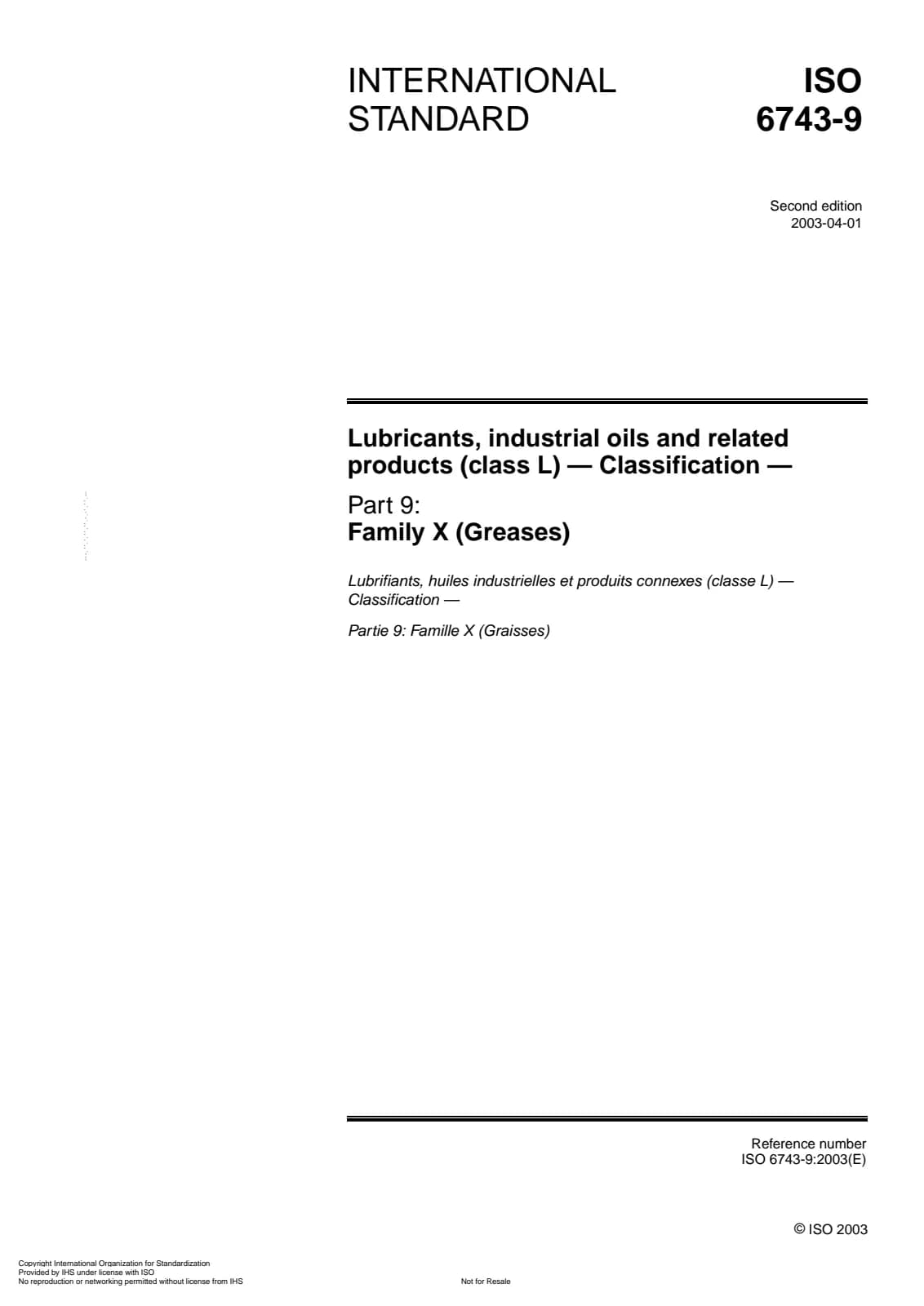 Первая страница стандарта ISO 6743-9:2003