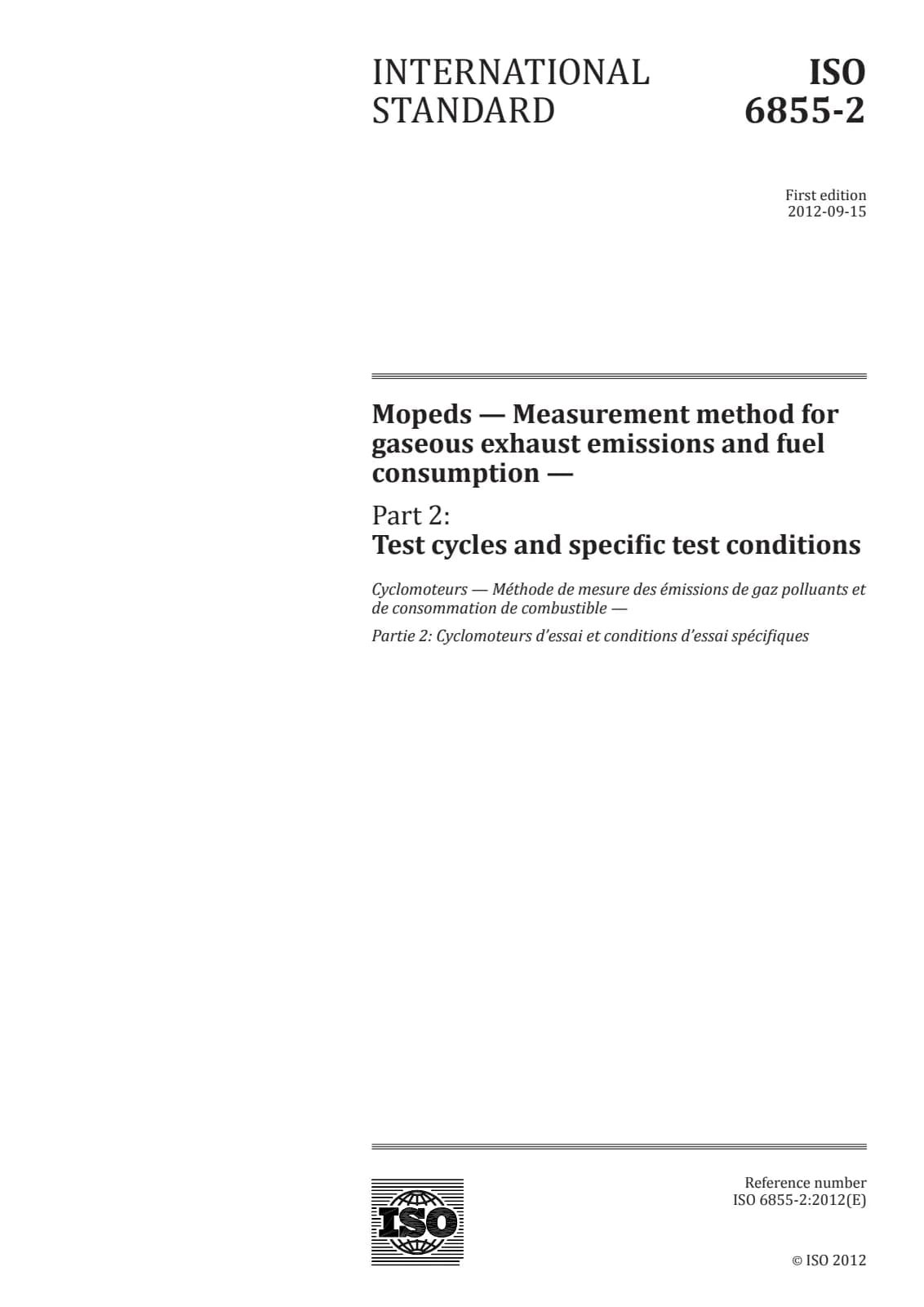 Первая страница стандарта ISO 6855-2:2012