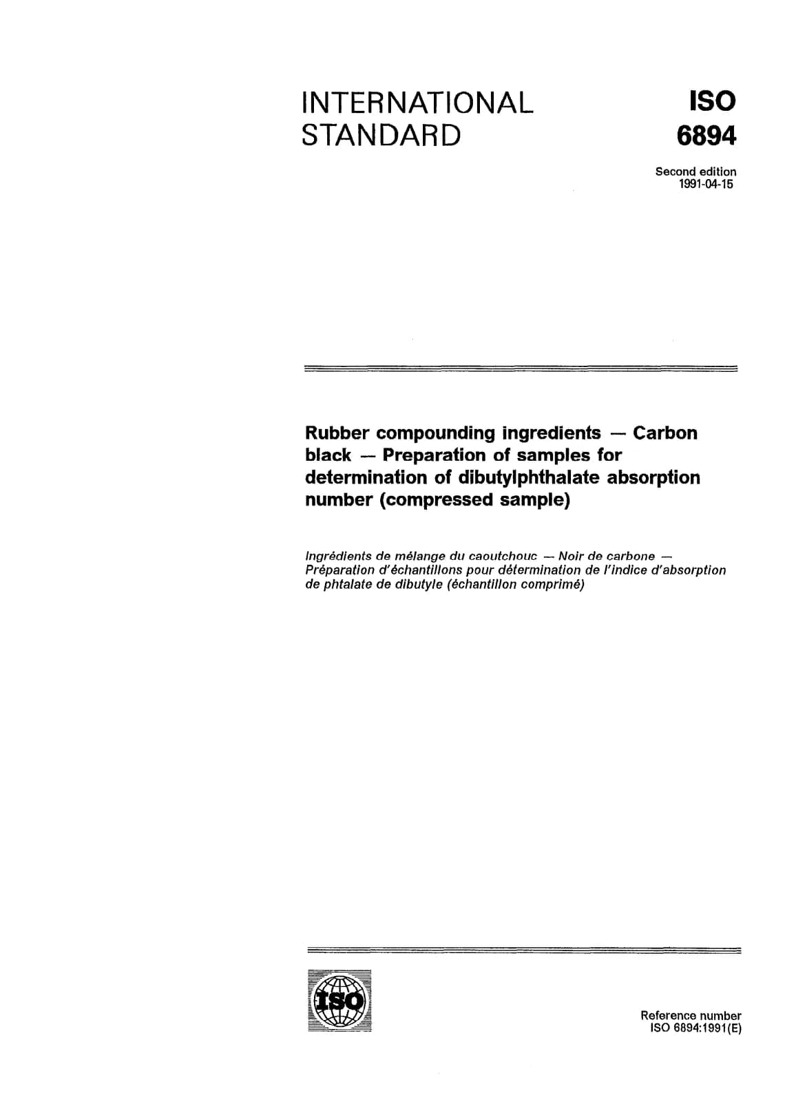 Первая страница стандарта ISO 6894:1991