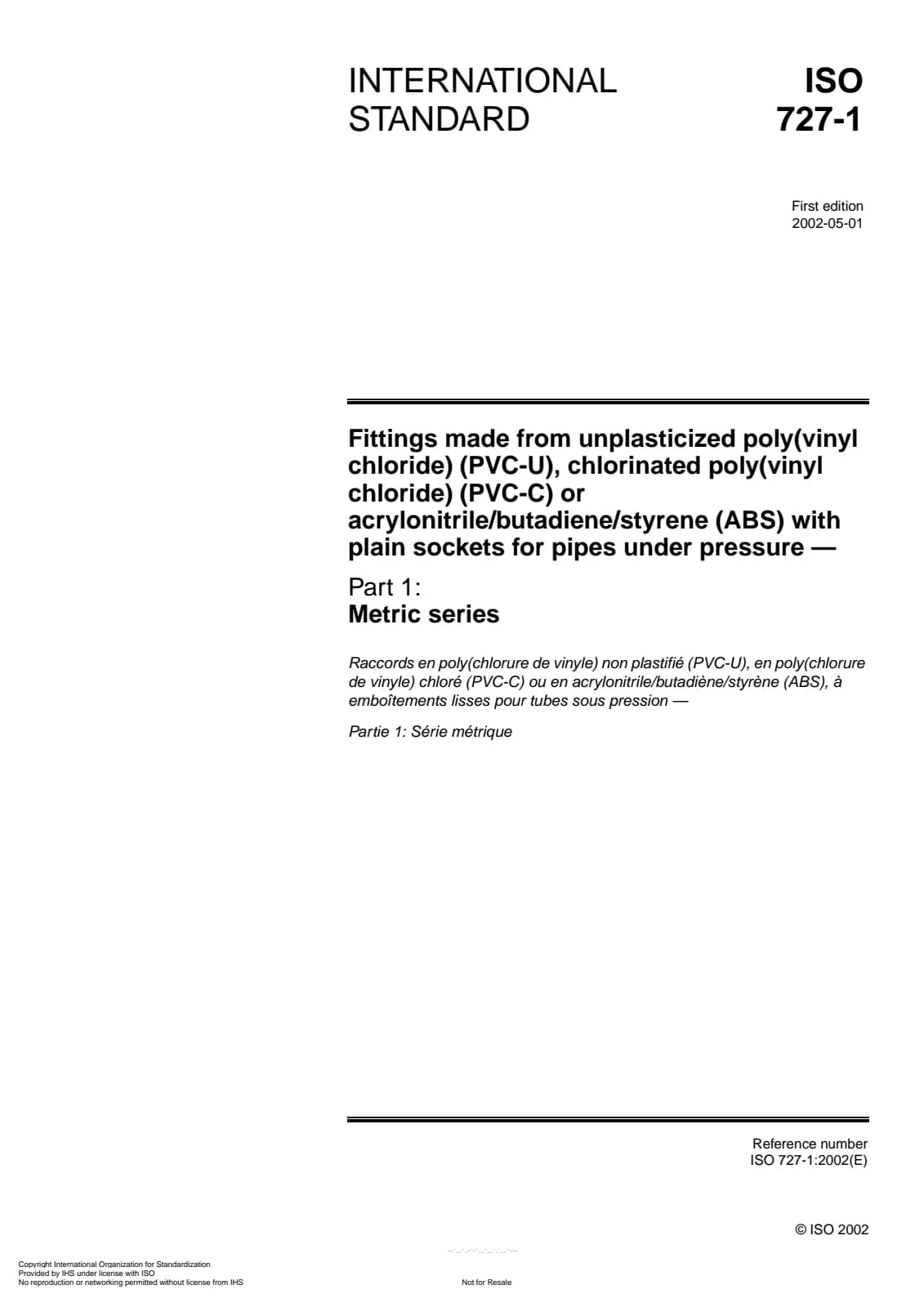 Первая страница стандарта ISO 727-1:2002