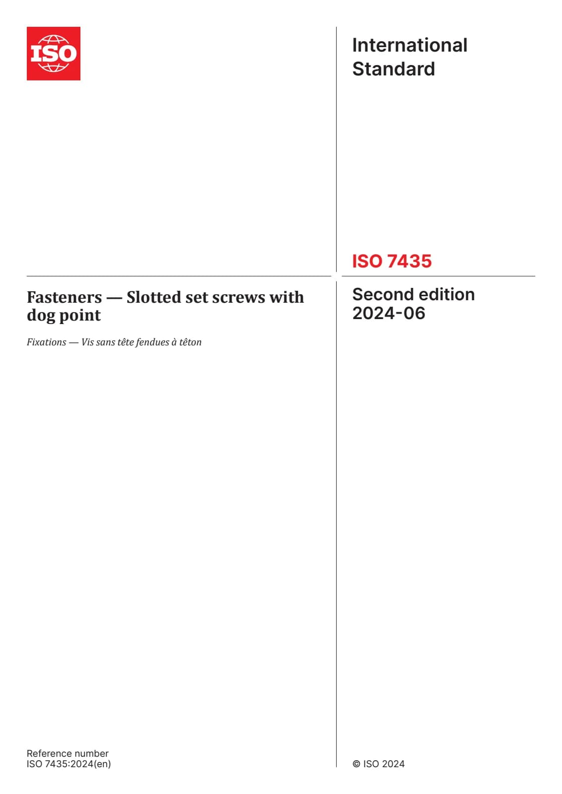 Первая страница стандарта ISO 7435:2024