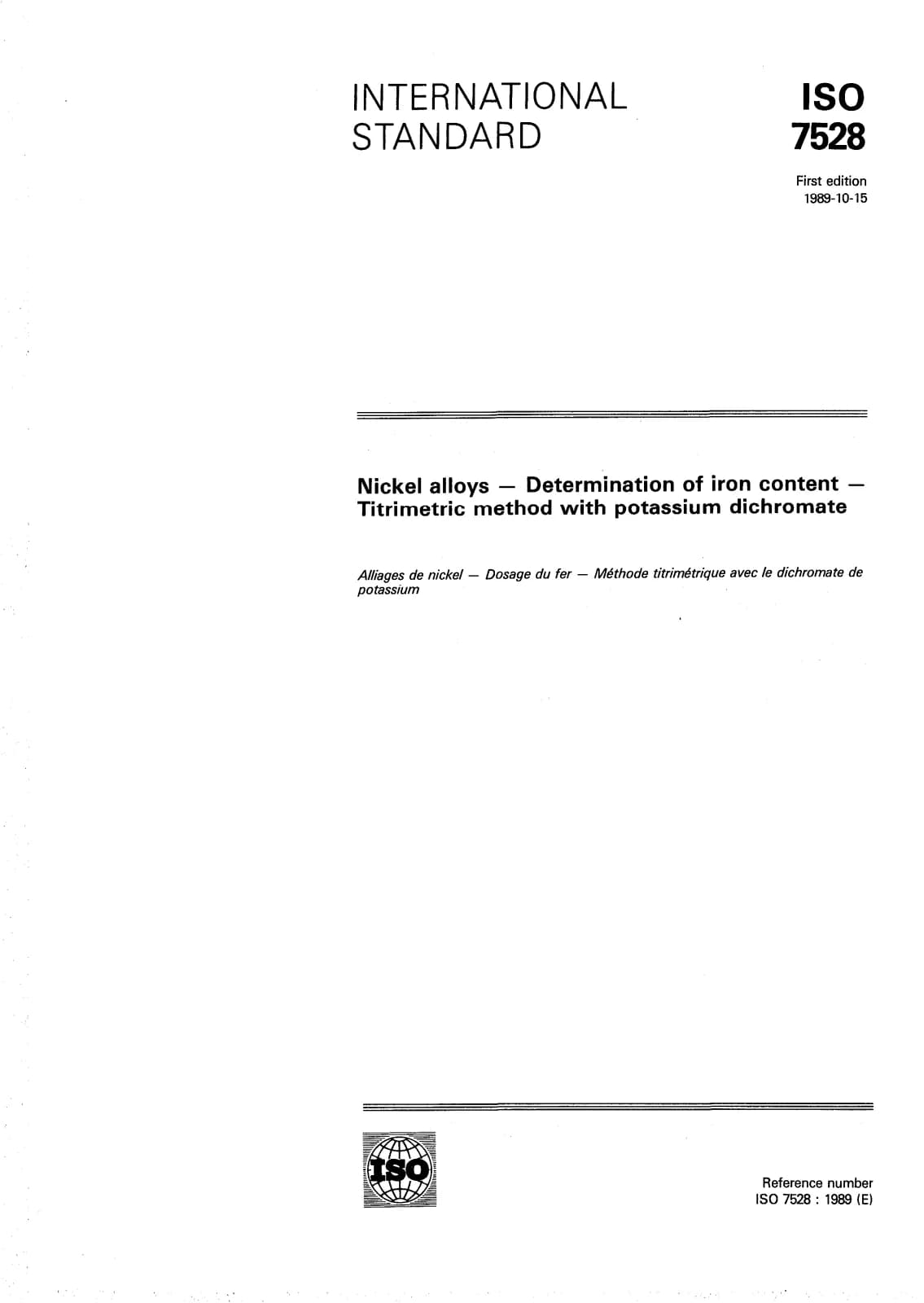 Первая страница стандарта ISO 7528:1989