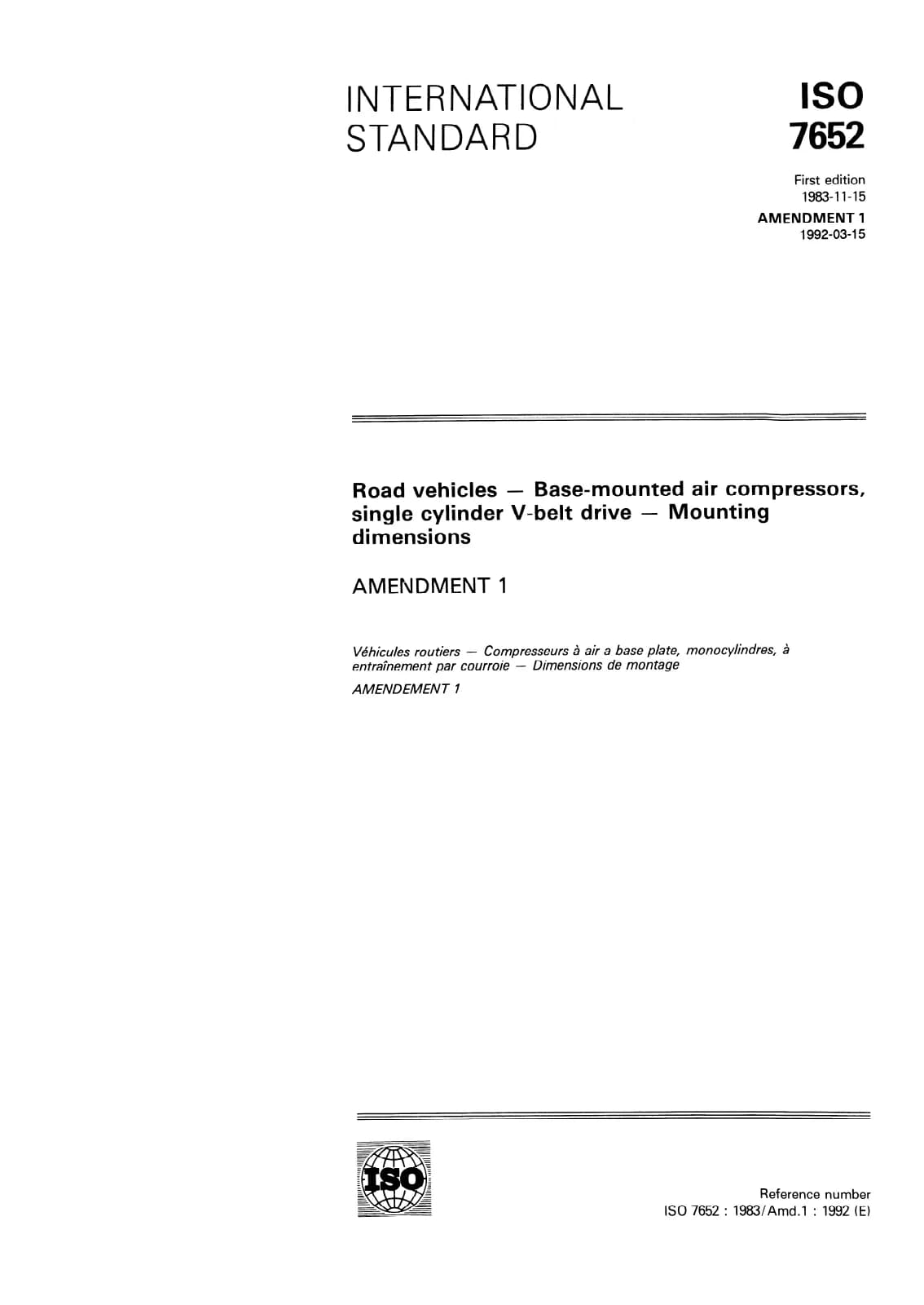Первая страница стандарта ISO 7652:1983/Amd 1:1992
