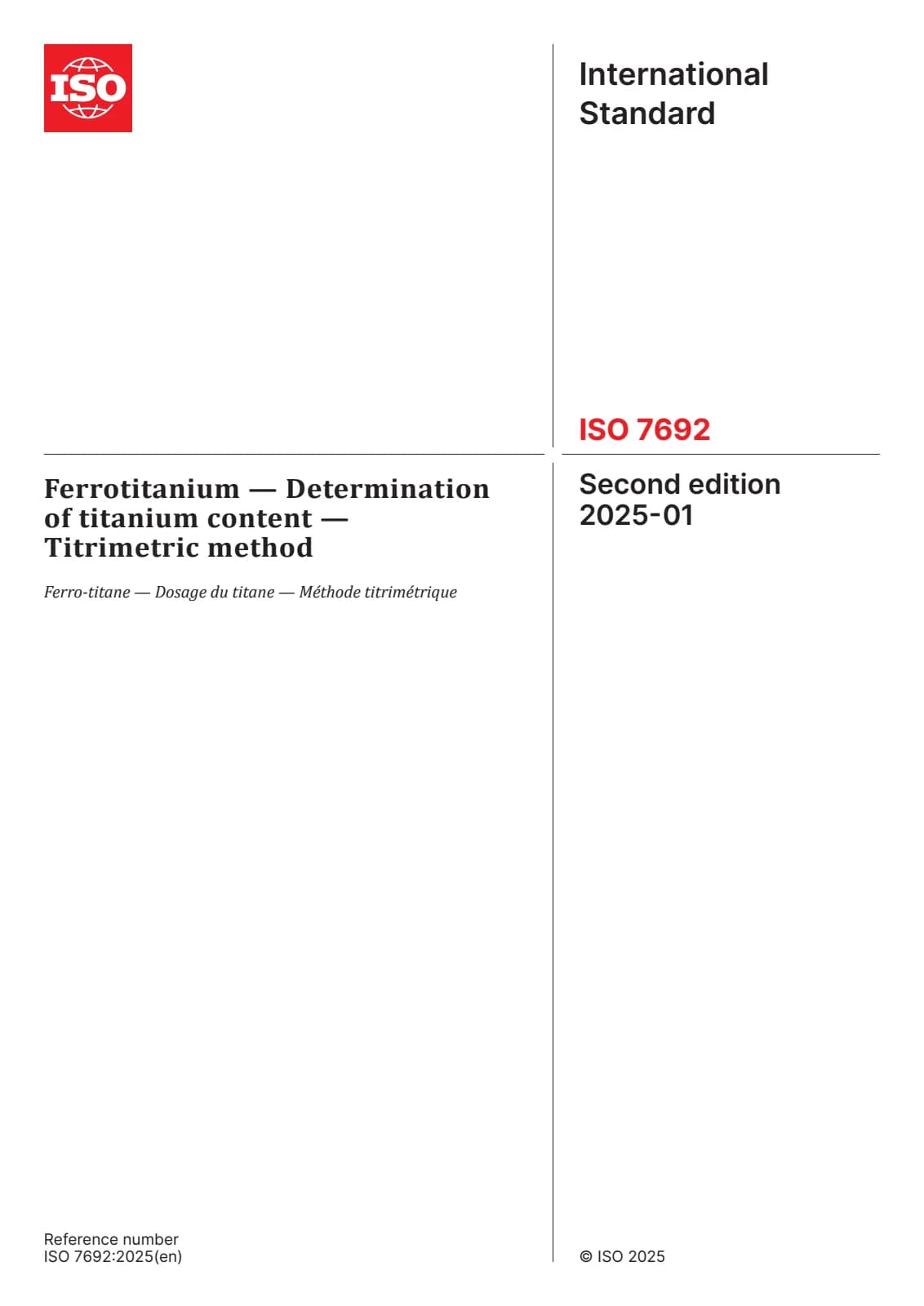 Первая страница стандарта ISO 7692:2025