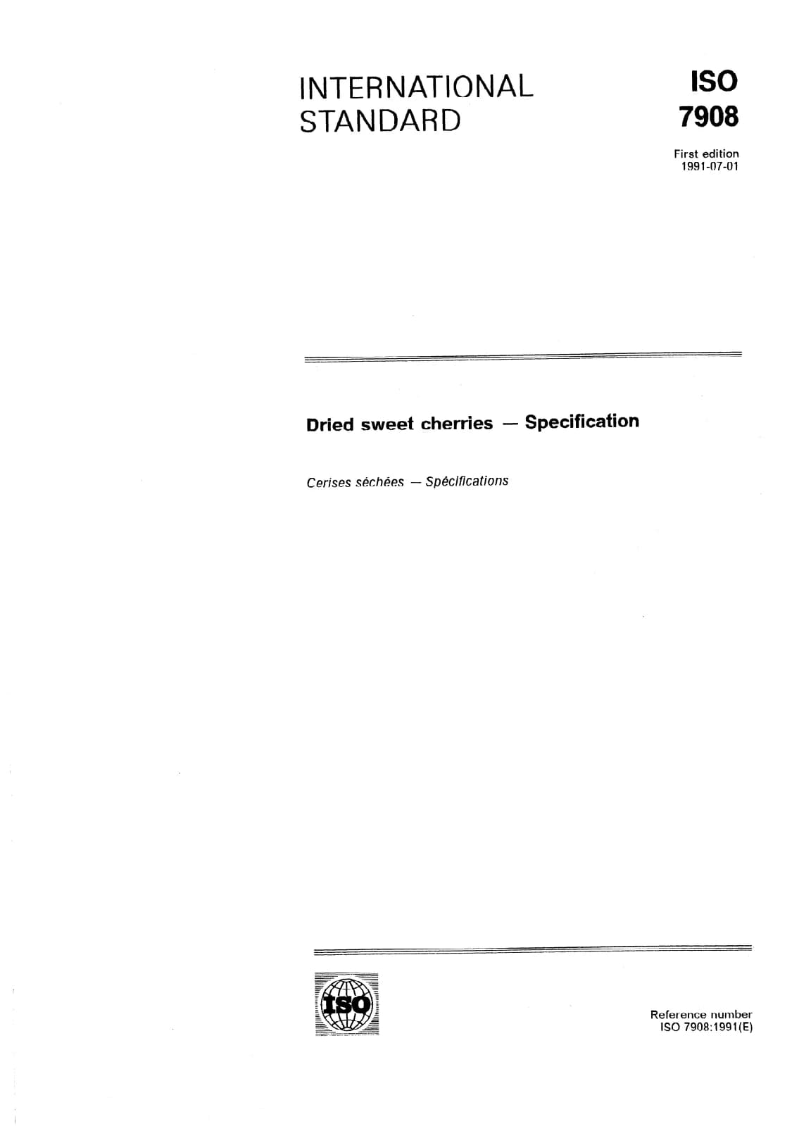 Первая страница стандарта ISO 7908:1991