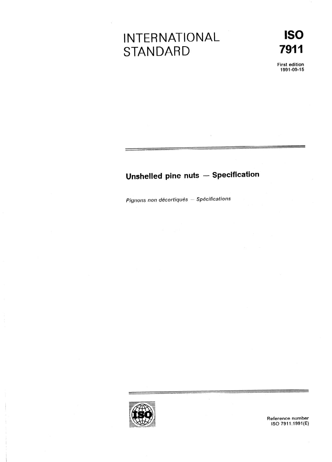 Первая страница стандарта ISO 7911:1991