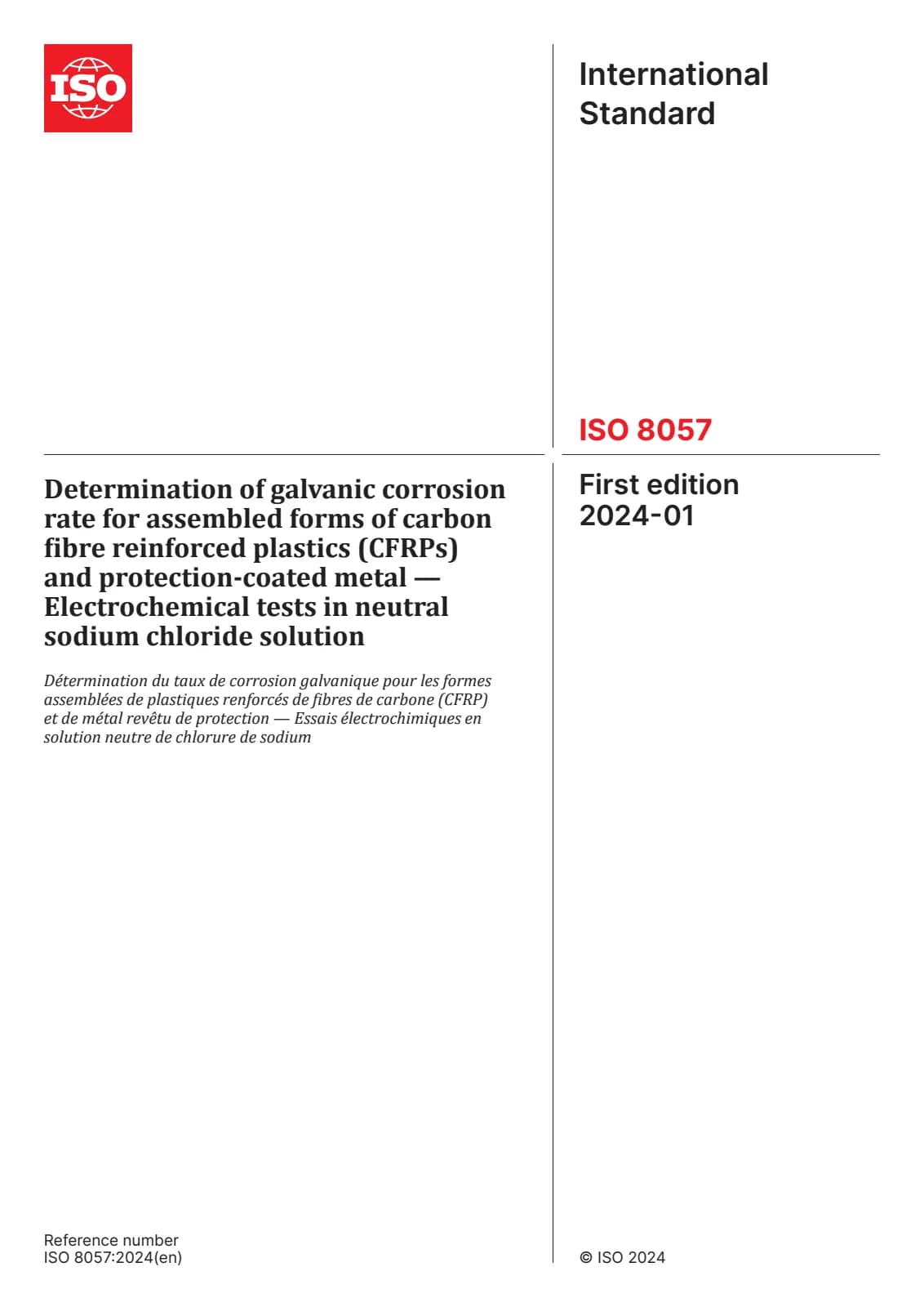 Первая страница стандарта ISO 8057:2024