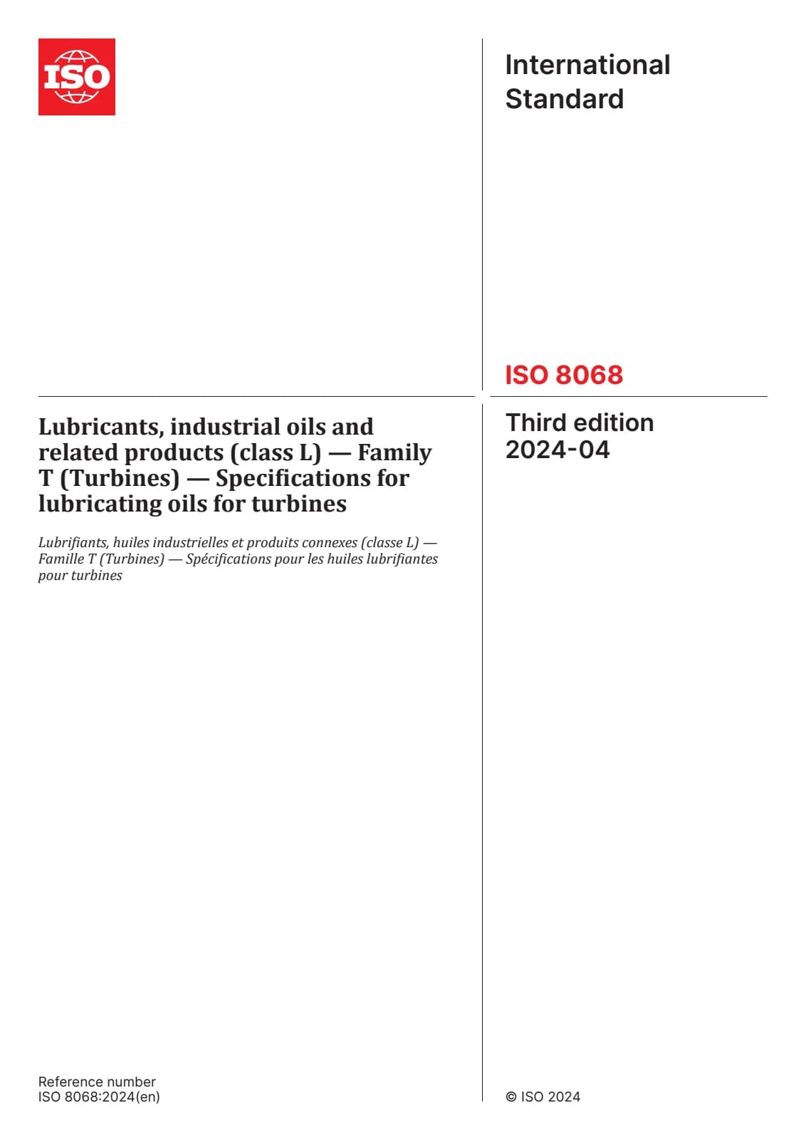 Первая страница стандарта ISO 8068:2024