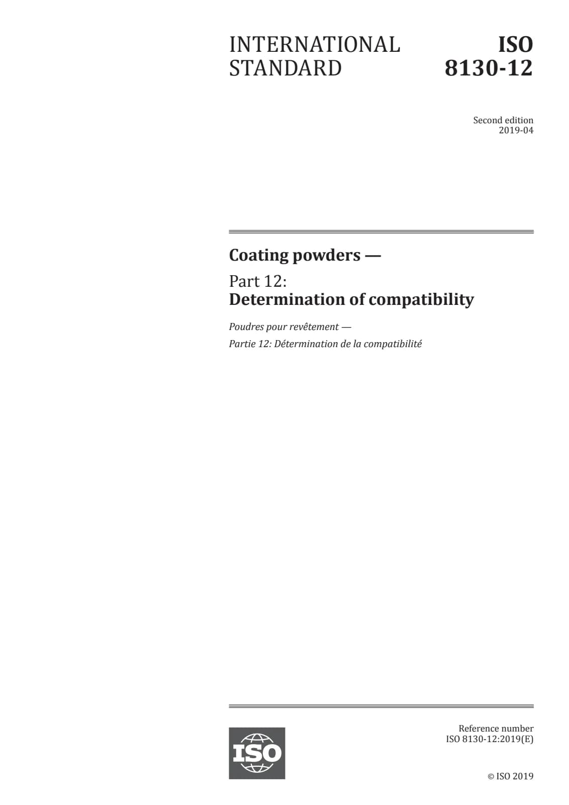 Первая страница стандарта ISO 8130-12:2019