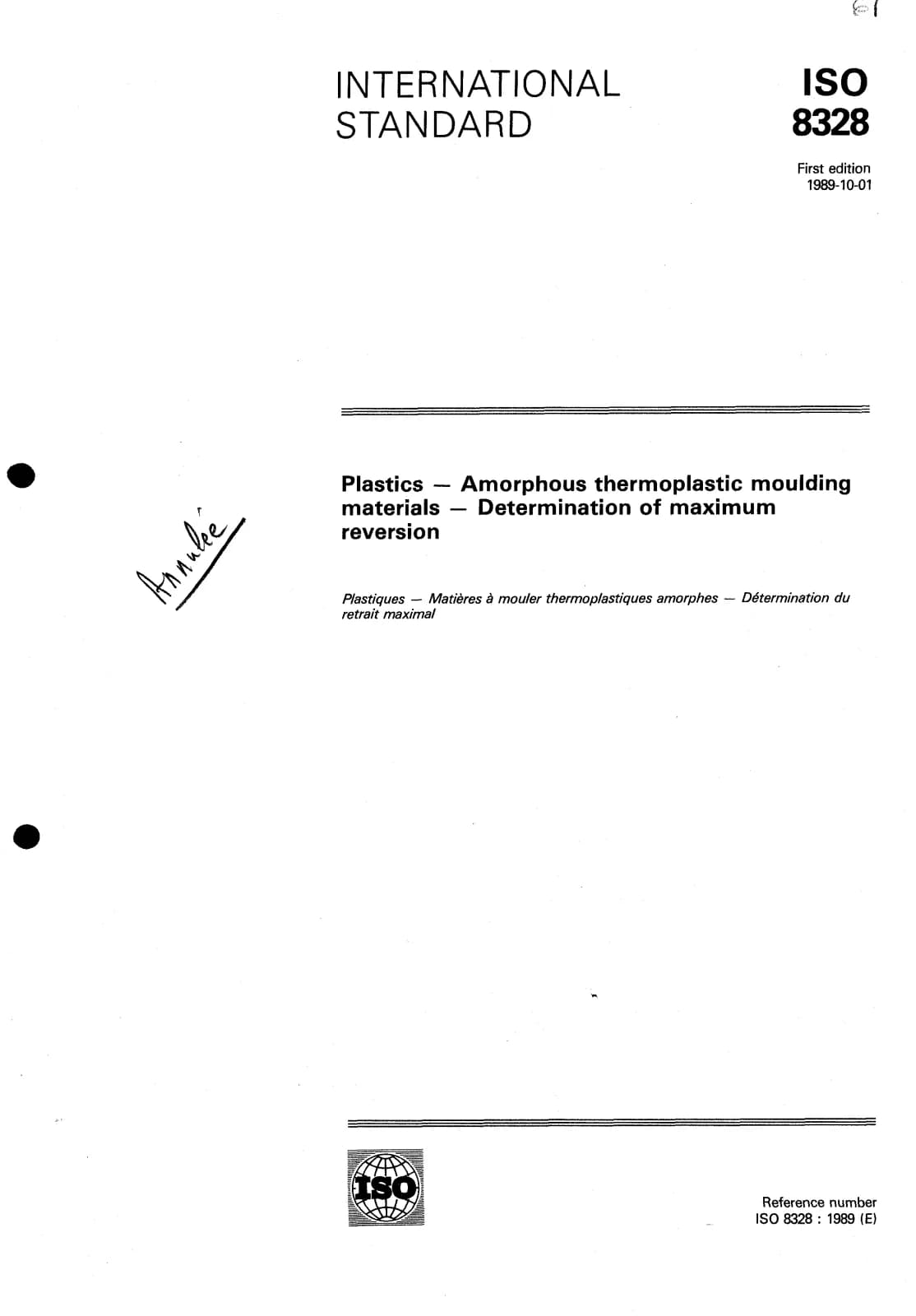 Первая страница стандарта ISO 8328:1989
