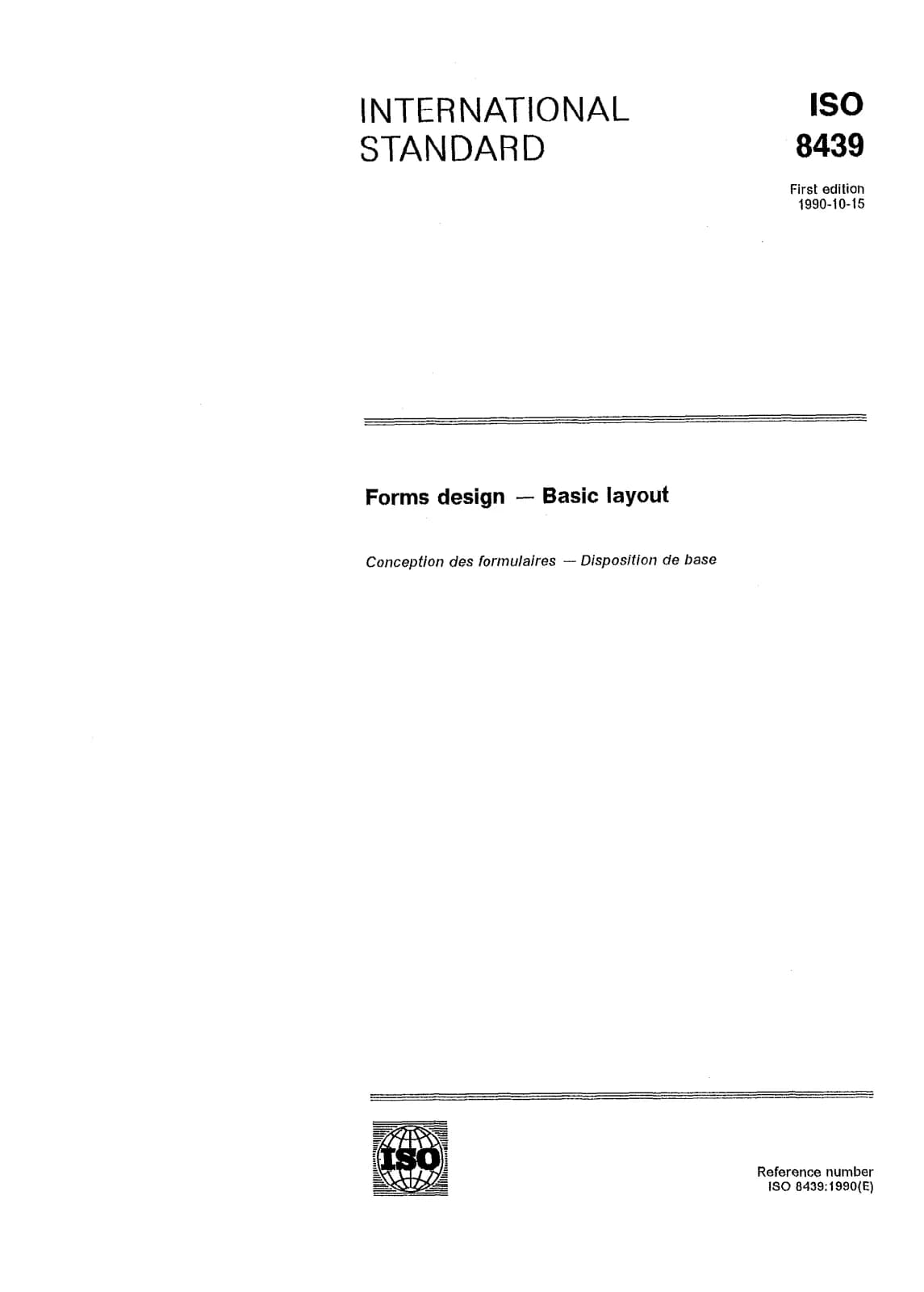 Первая страница стандарта ISO 8439:1990