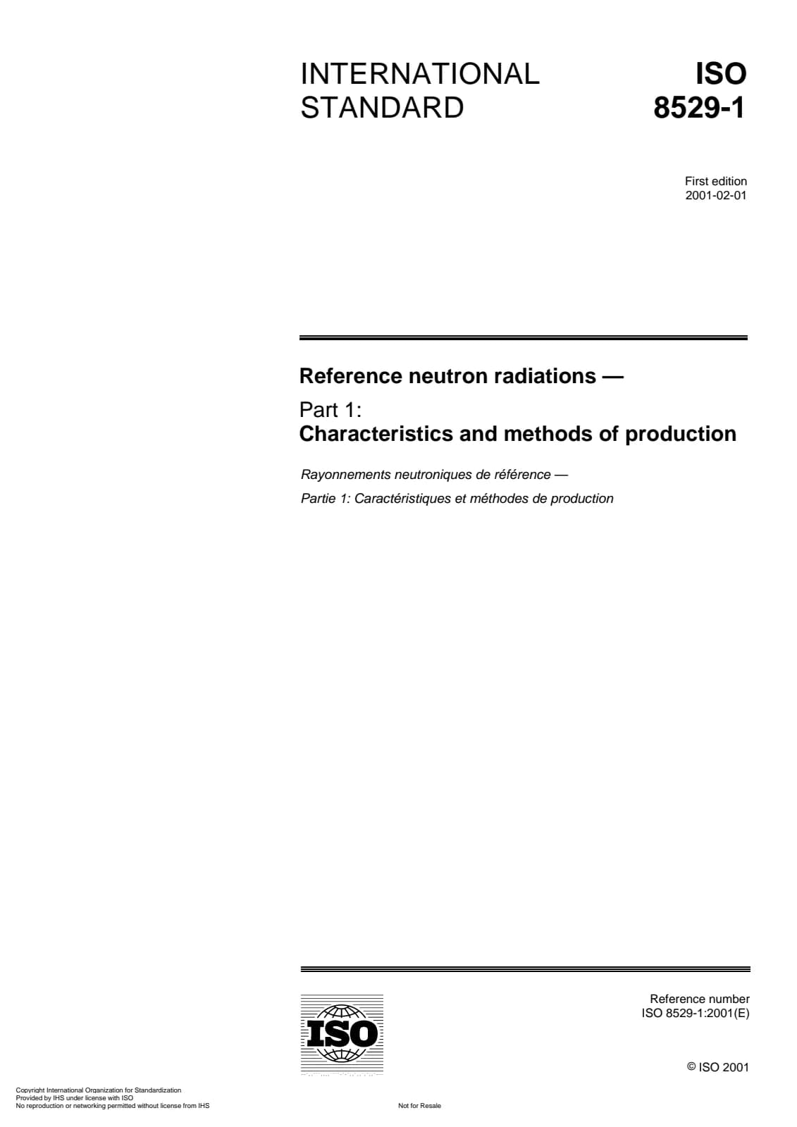 Первая страница стандарта ISO 8529-1:2001