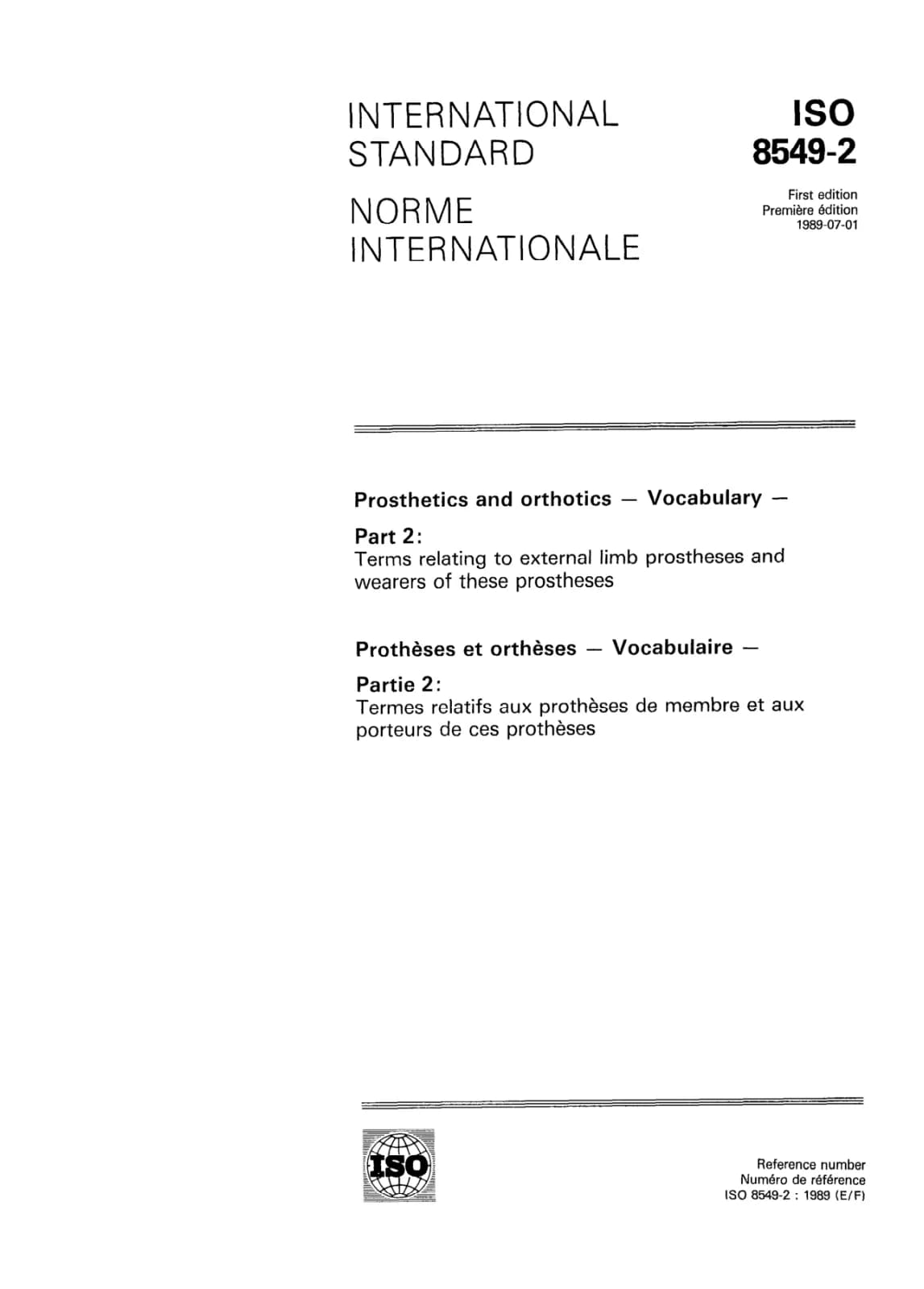 Первая страница стандарта ISO 8549-2:1989