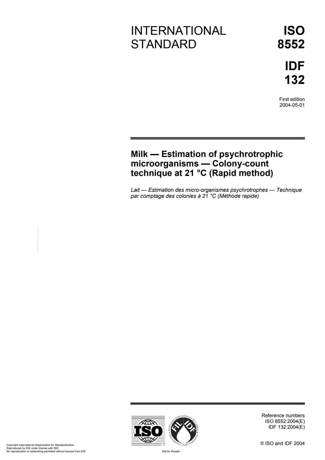 Первая страница стандарта ISO 8552:2004