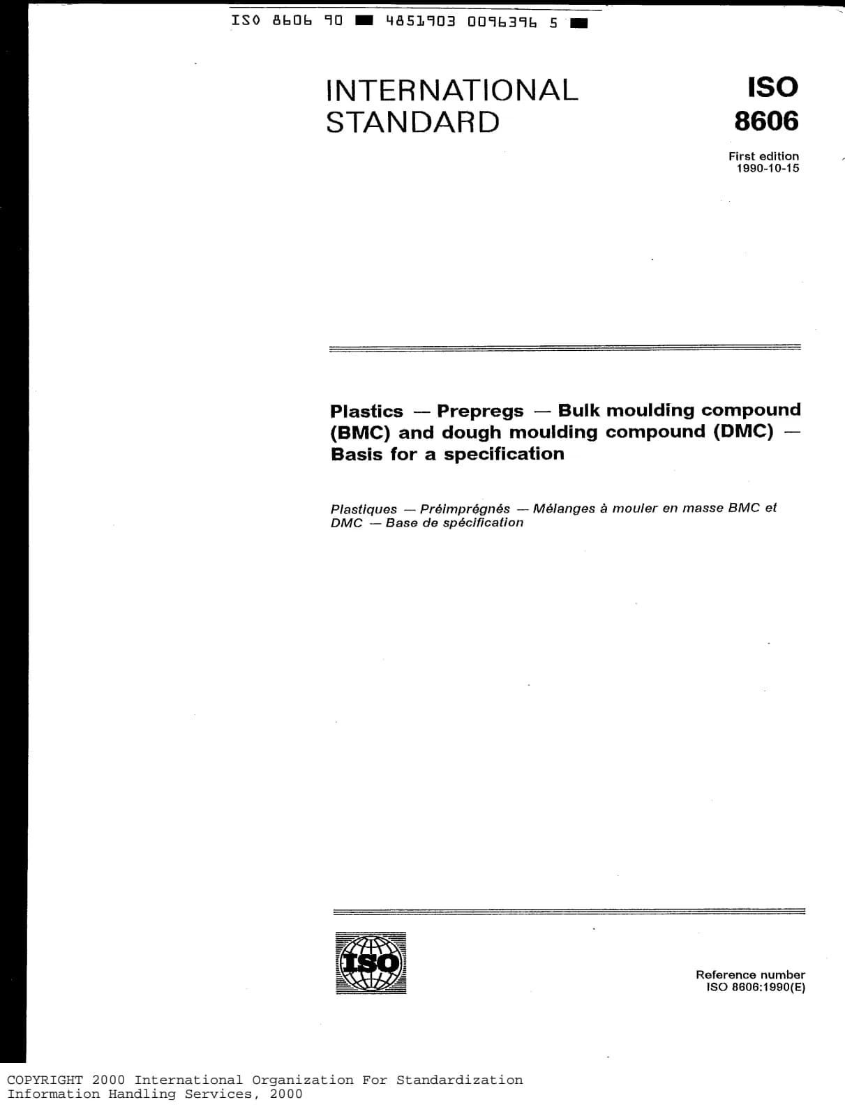 Первая страница стандарта ISO 8606:1990