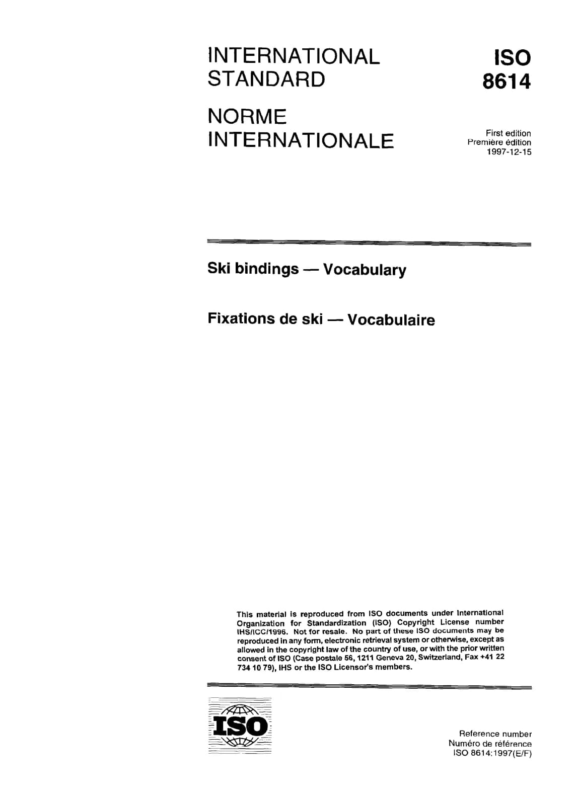 Первая страница стандарта ISO 8614:1997