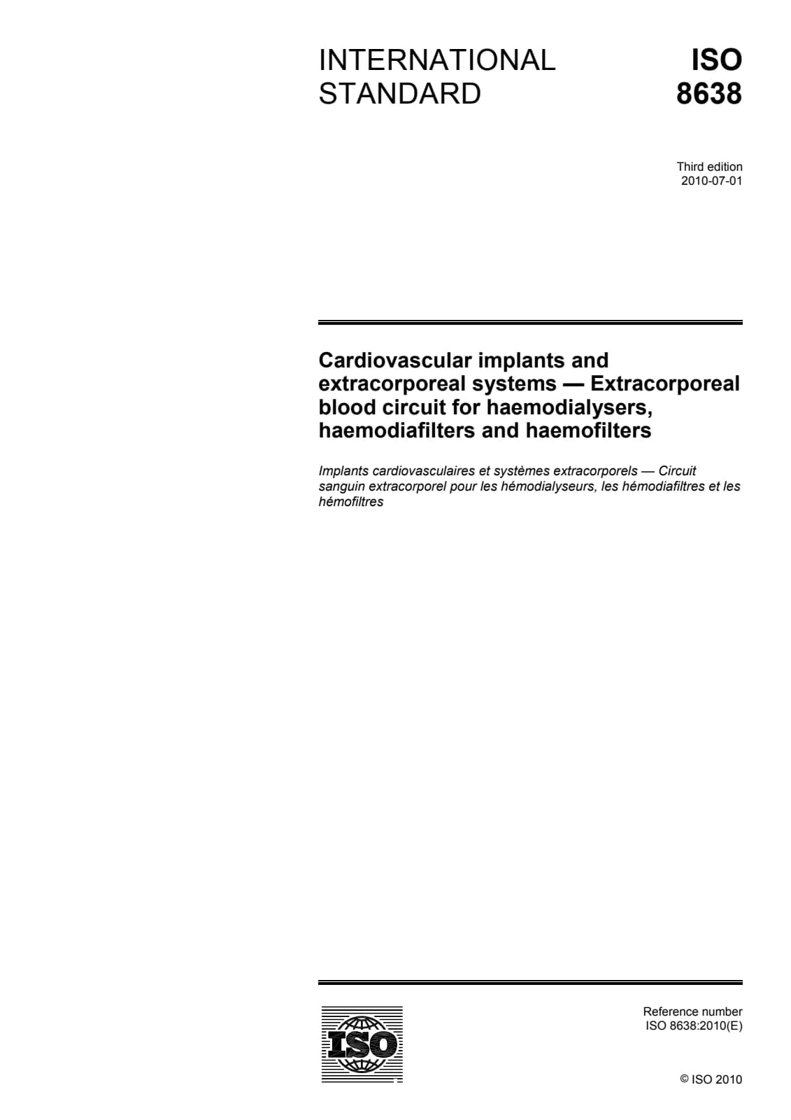 Первая страница стандарта ISO 8638:2010