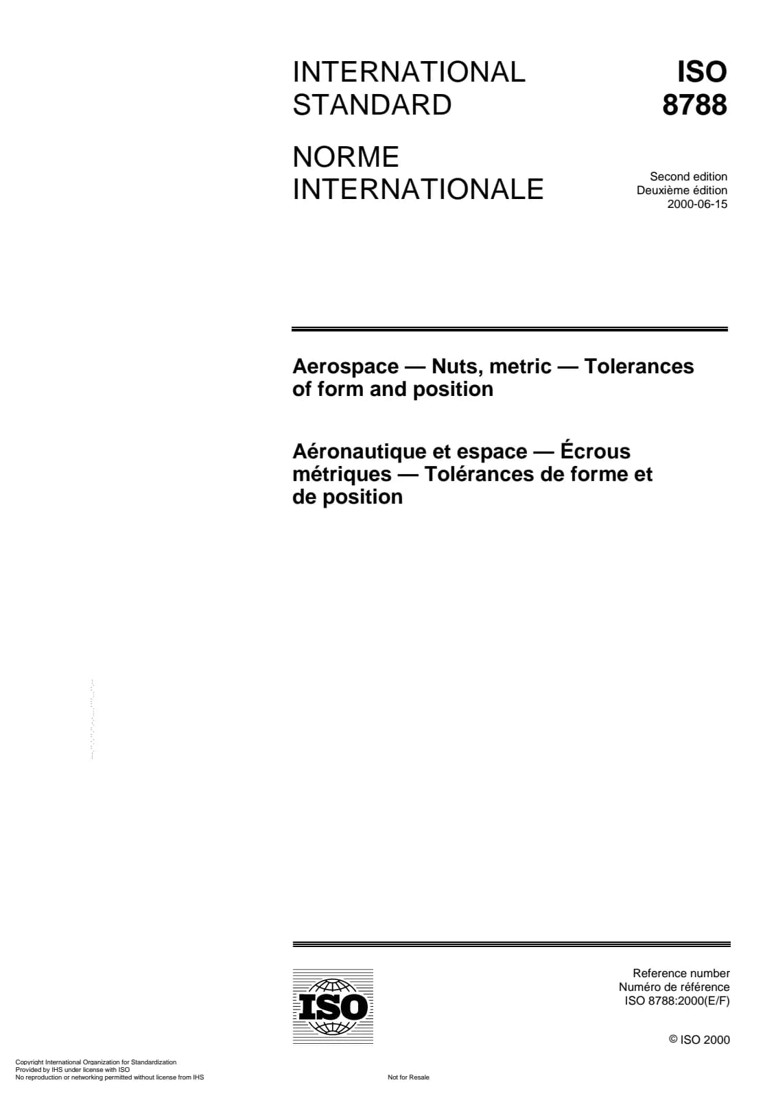 Первая страница стандарта ISO 8788:2000
