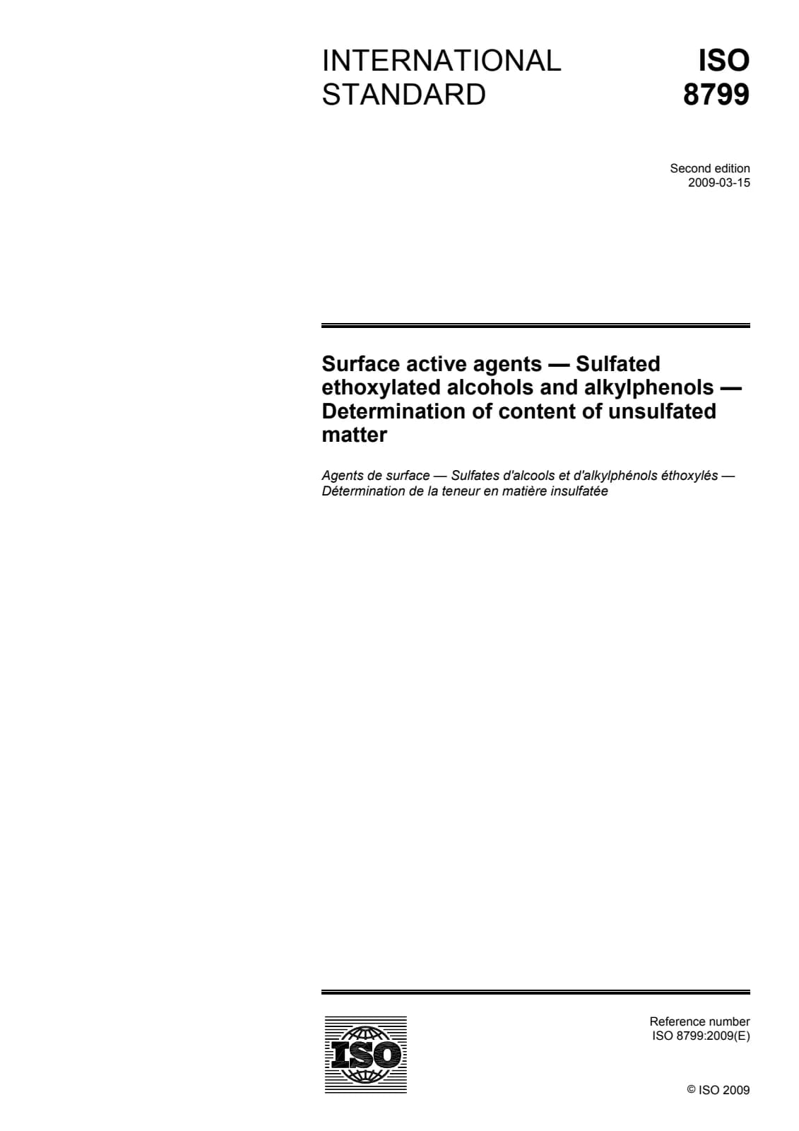 Первая страница стандарта ISO 8799:2009