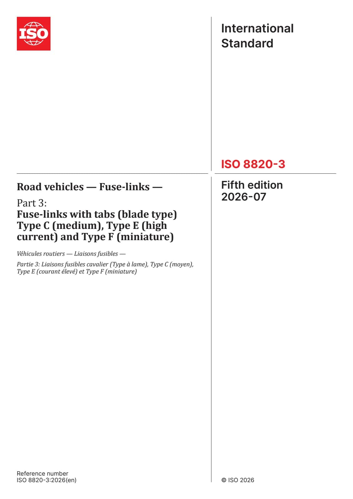 Первая страница стандарта ISO 8820-3:2026