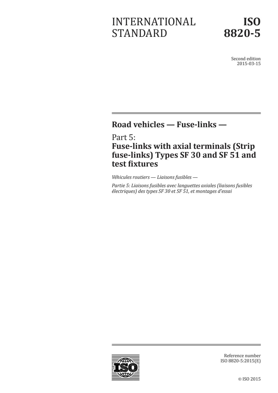 Первая страница стандарта ISO 8820-5:2015