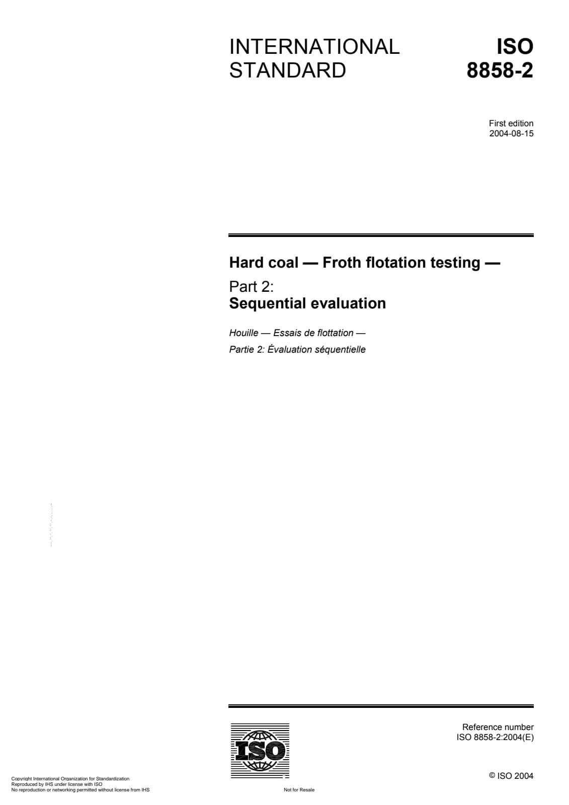 Первая страница стандарта ISO 8858-2:2004