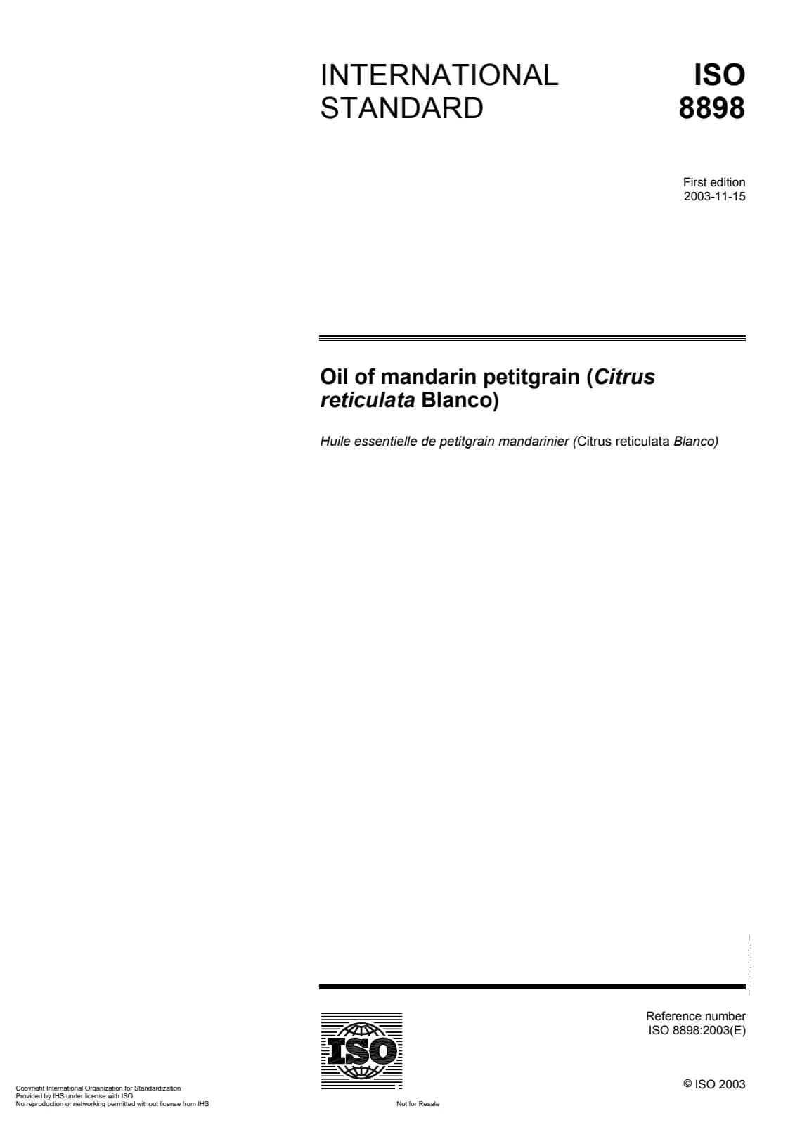 Первая страница стандарта ISO 8898:2003