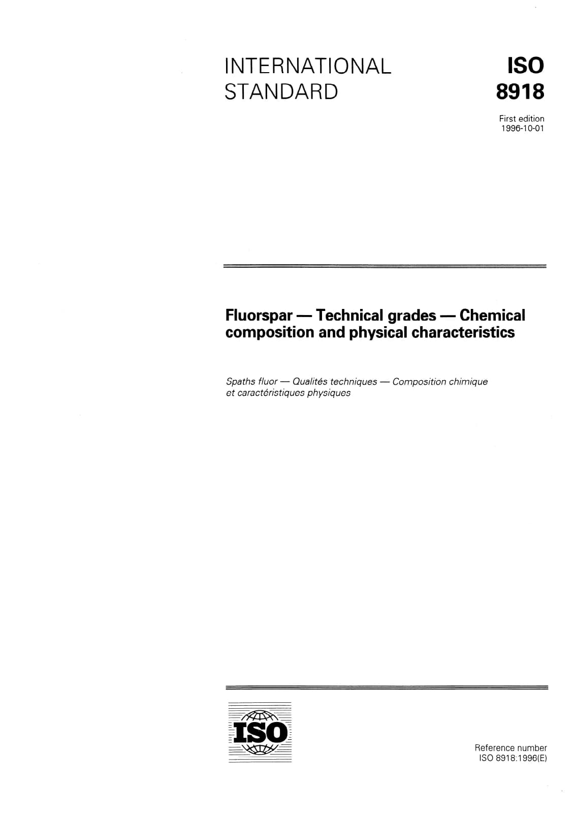 Первая страница стандарта ISO 8918:1996