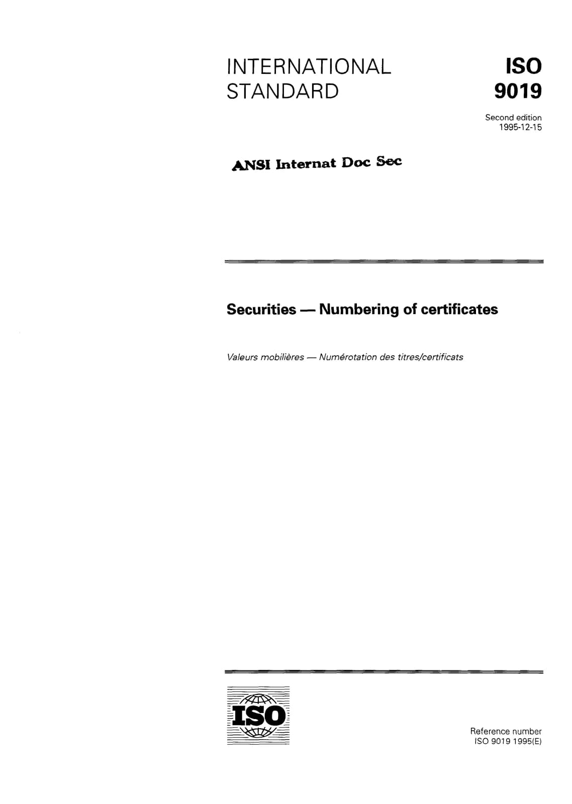 Первая страница стандарта ISO 9019:1995