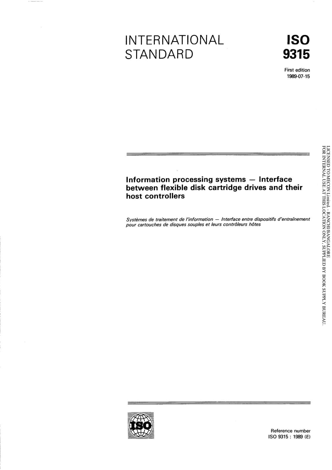 Первая страница стандарта ISO 9315:1989