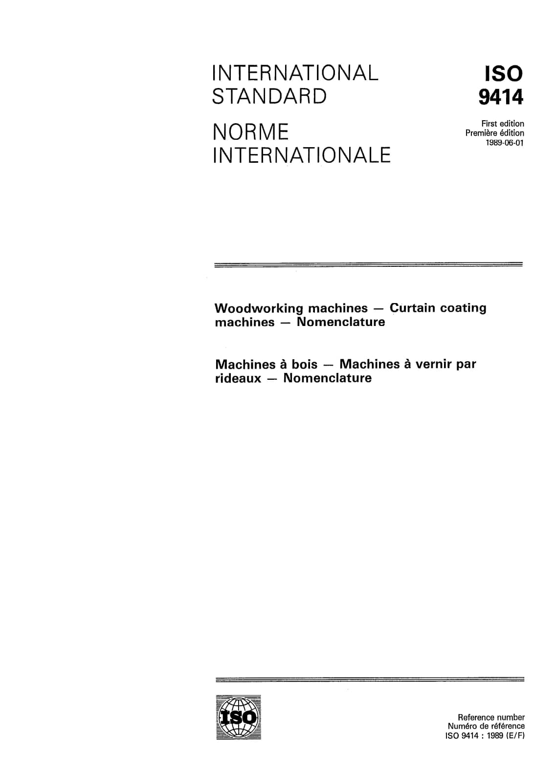 Первая страница стандарта ISO 9414:1989