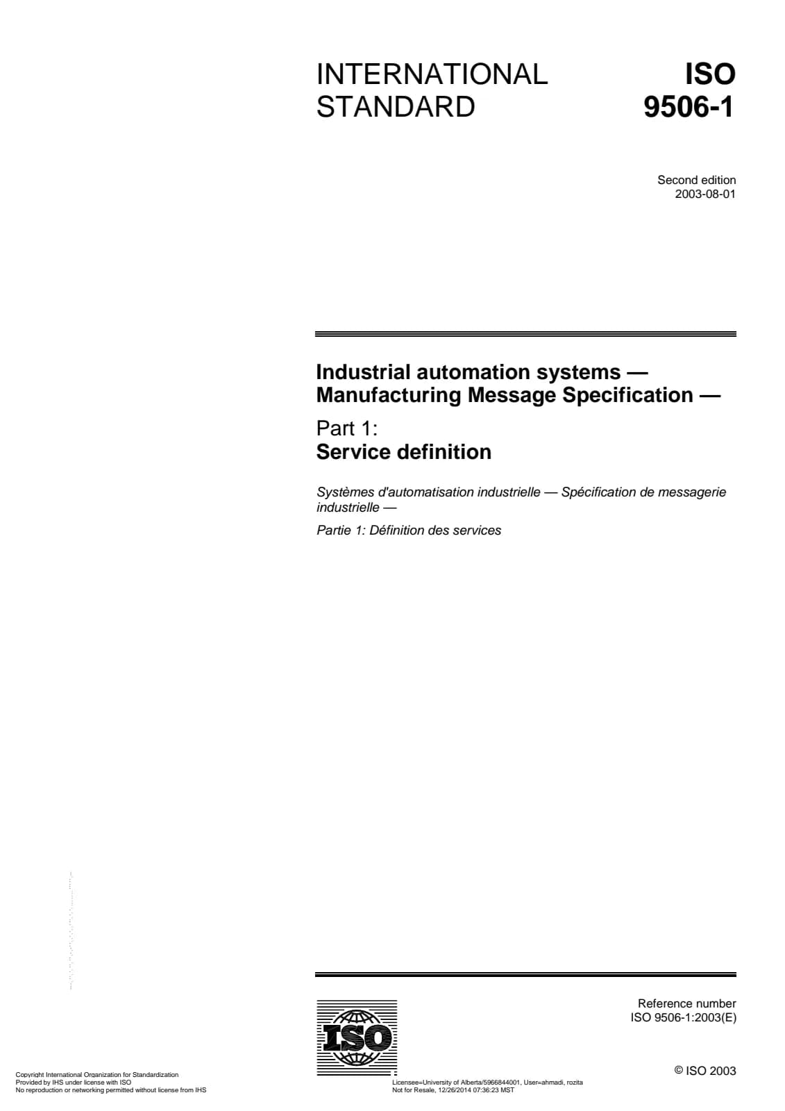 Первая страница стандарта ISO 9506-1:2003