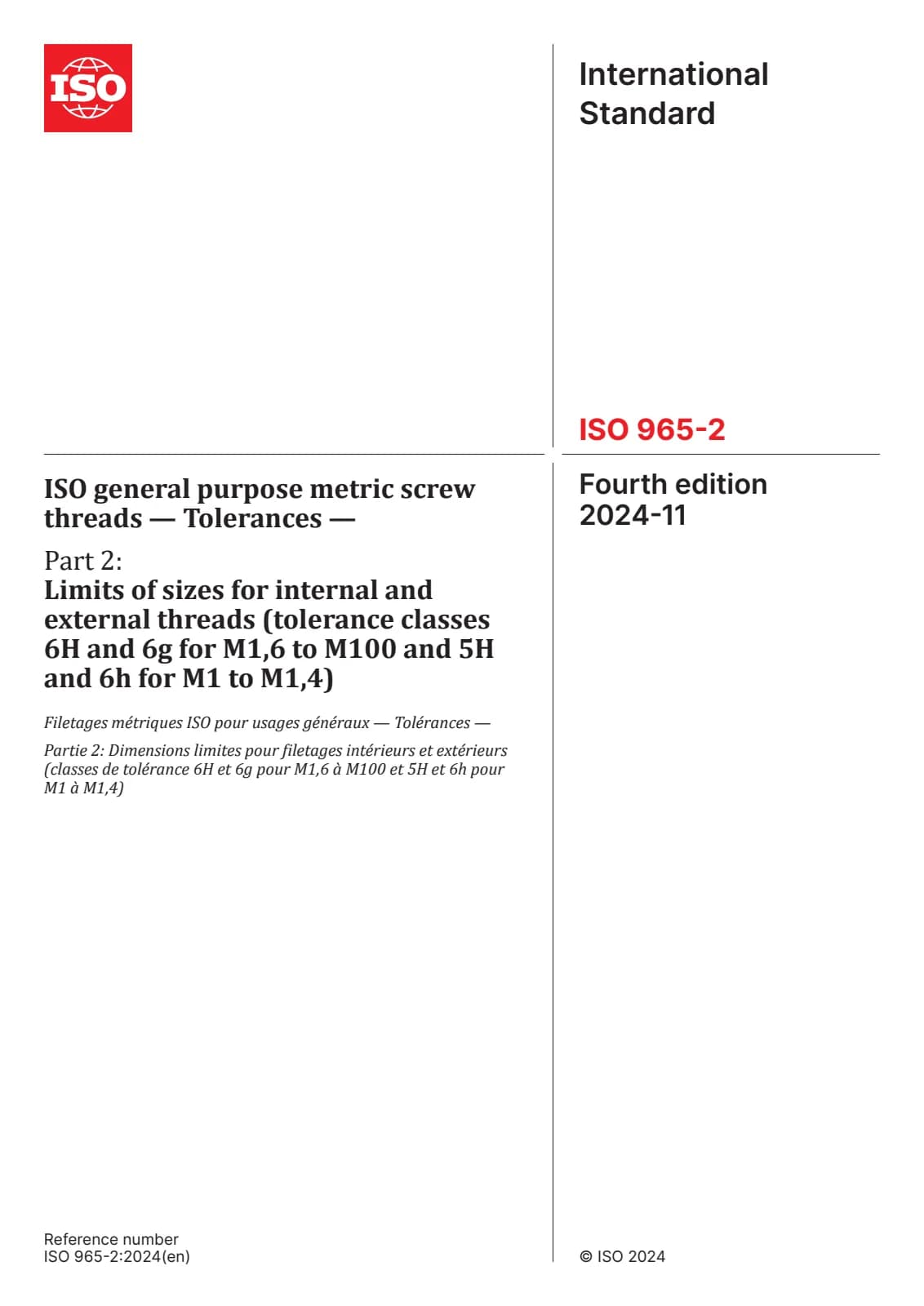 Первая страница стандарта ISO 965-2:2024