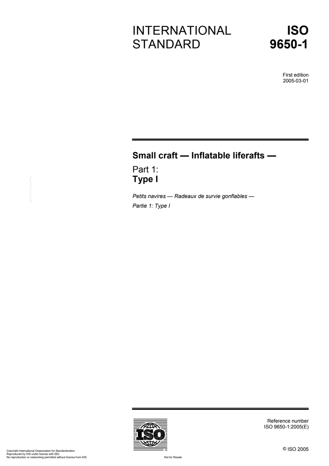 Первая страница стандарта ISO 9650-1:2005
