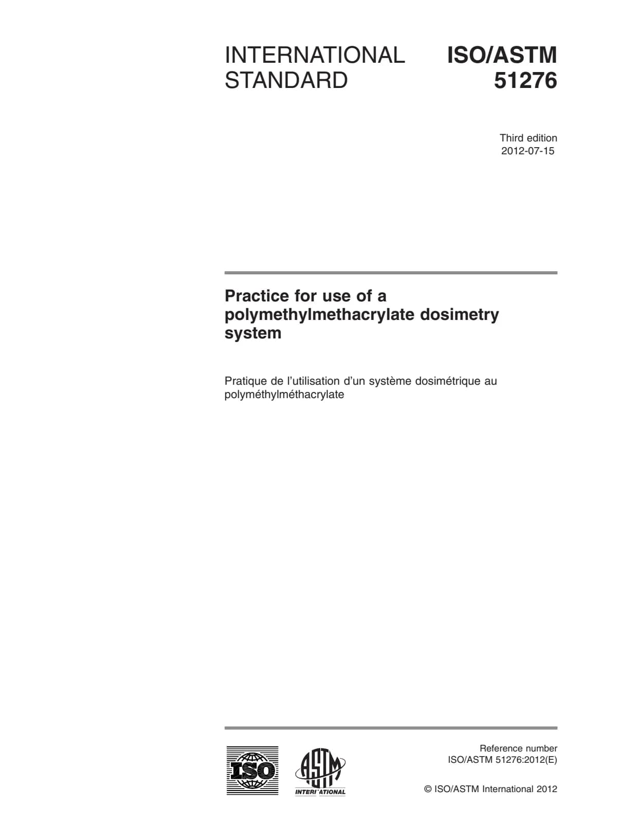 Первая страница стандарта ISO/ASTM 51276:2012