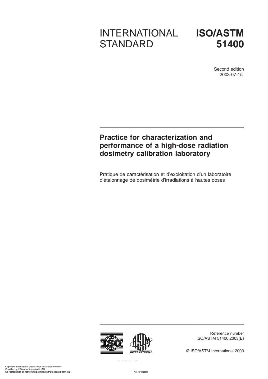 Первая страница стандарта ISO/ASTM 51400:2003