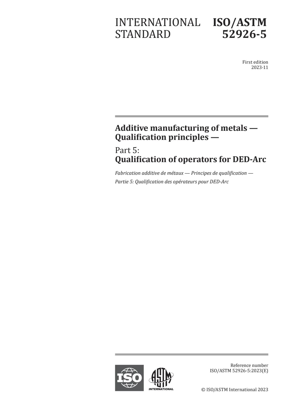 Первая страница стандарта ISO/ASTM 52926-5:2023