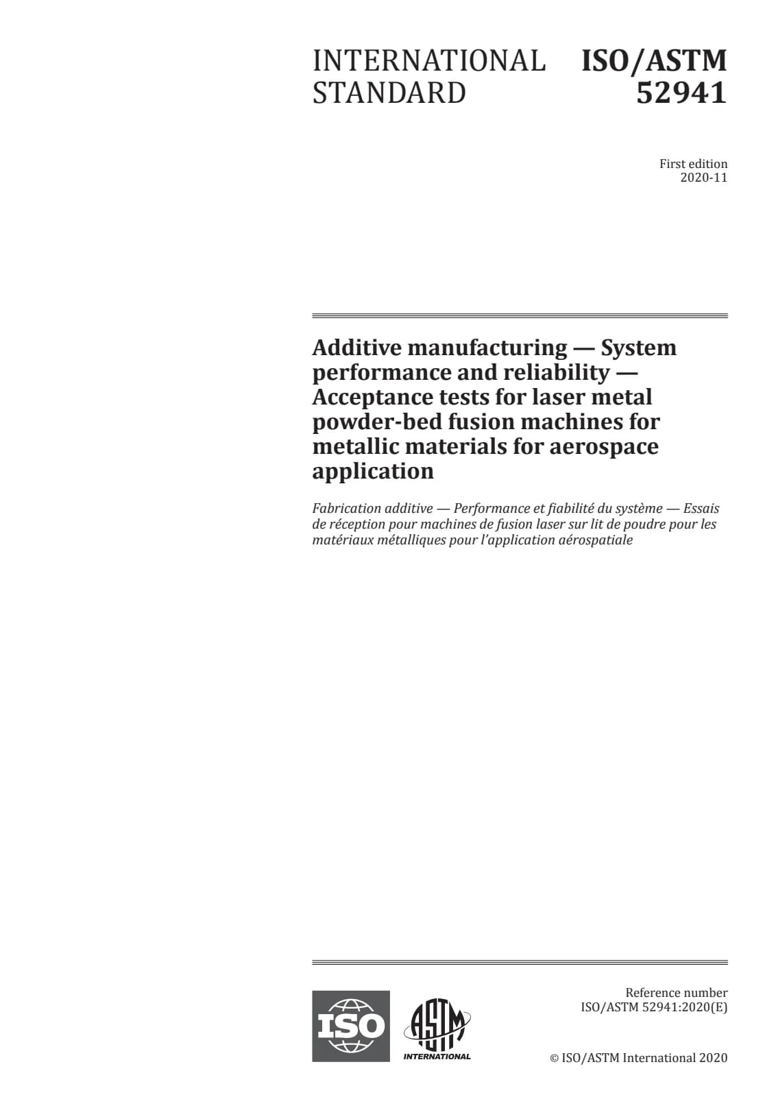 Первая страница стандарта ISO/ASTM 52941:2020