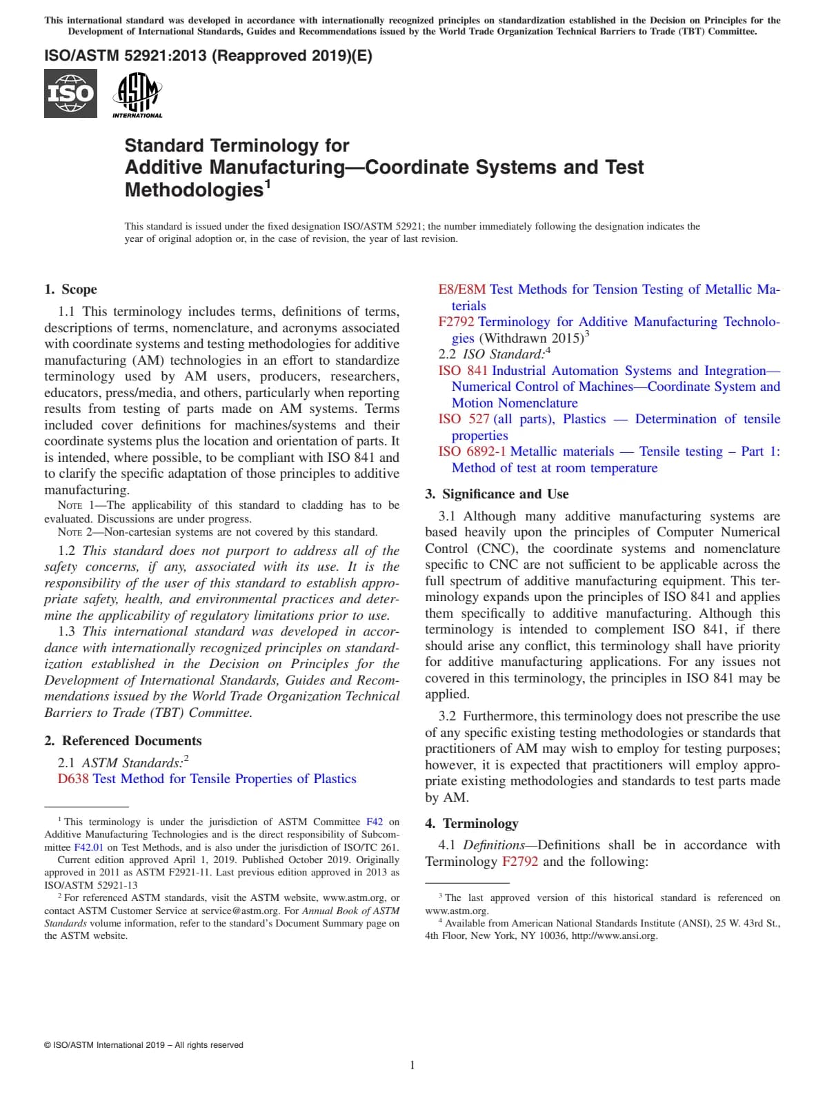 Первая страница стандарта ISO/ASTM52921-13(2019)