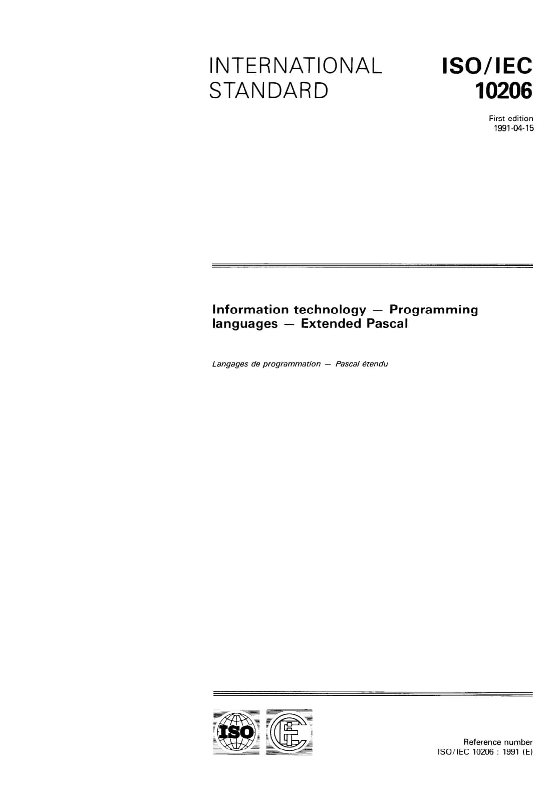 Первая страница стандарта ISO/IEC 10206:1991
