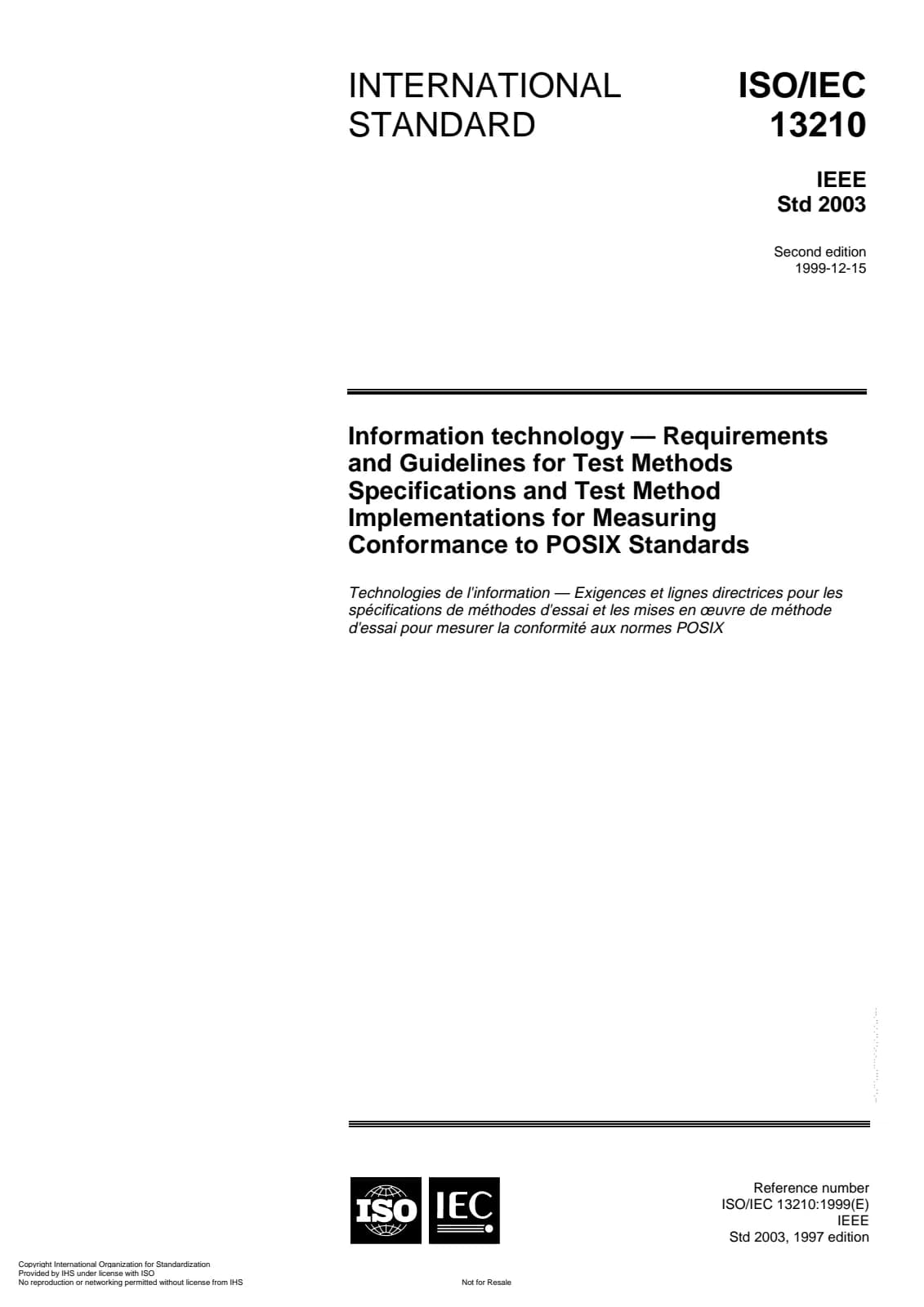 Первая страница стандарта ISO/IEC 13210:1999
