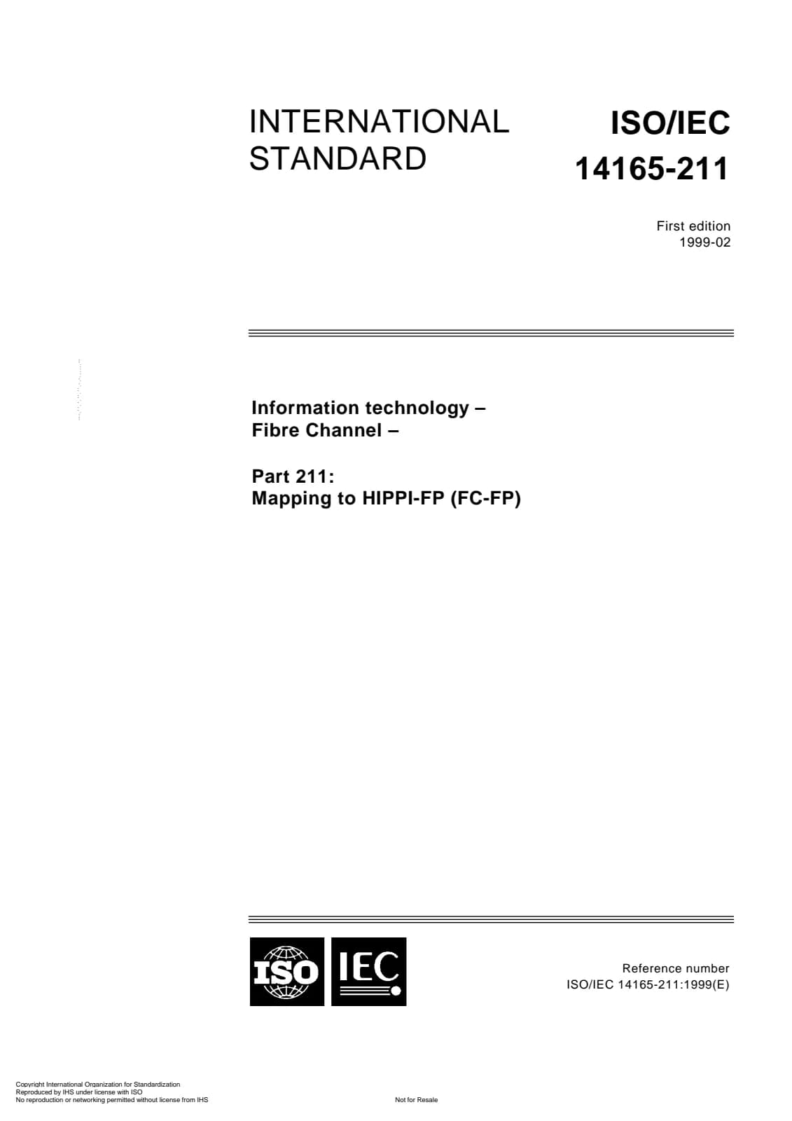 Первая страница стандарта ISO/IEC 14165-211:1999