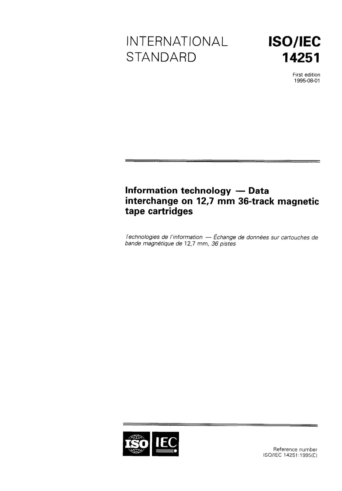 Первая страница стандарта ISO/IEC 14251:1995