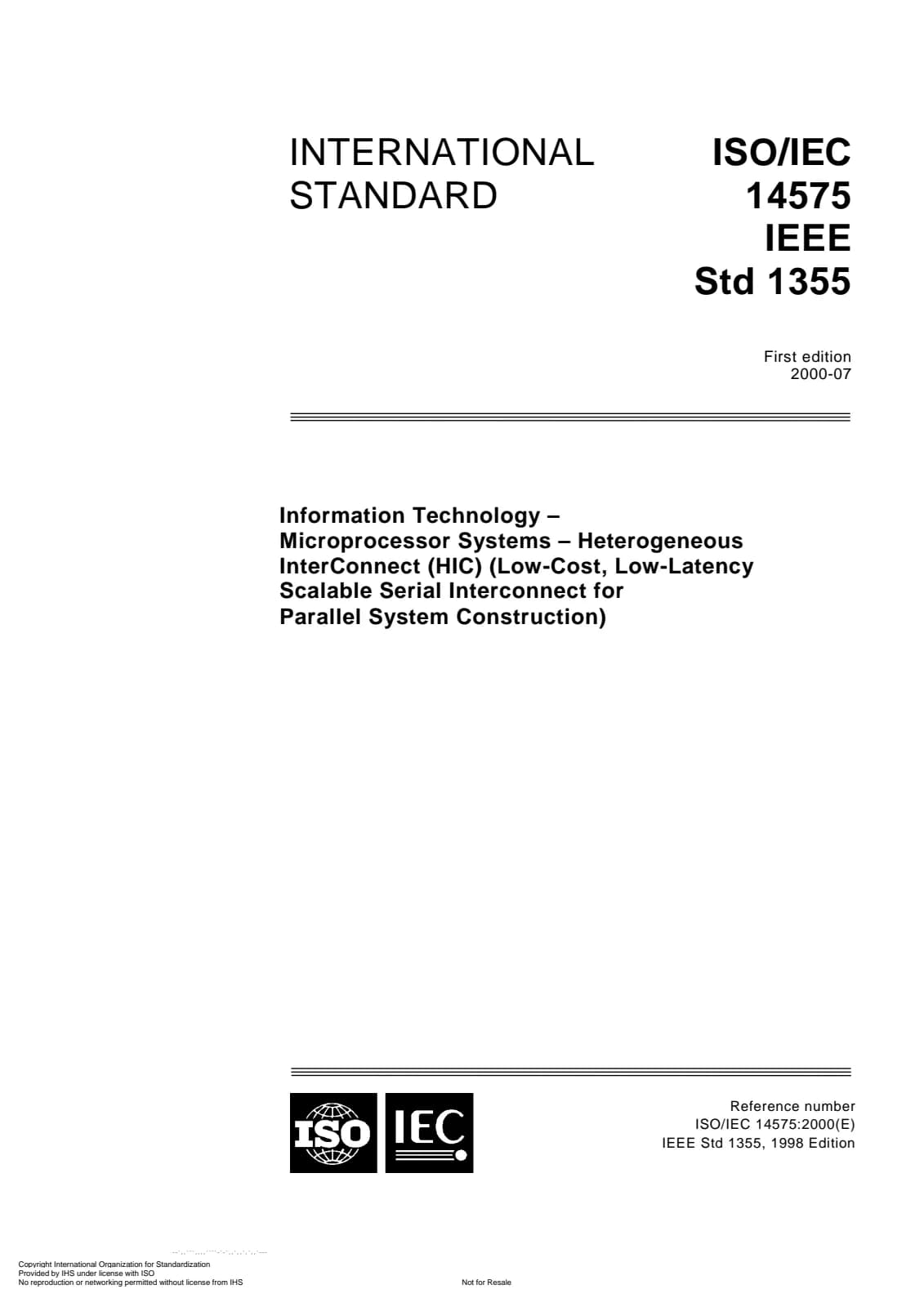 Первая страница стандарта ISO/IEC 14575:2000