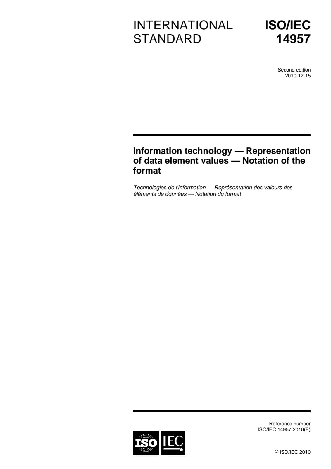 Первая страница стандарта ISO/IEC 14957:2010