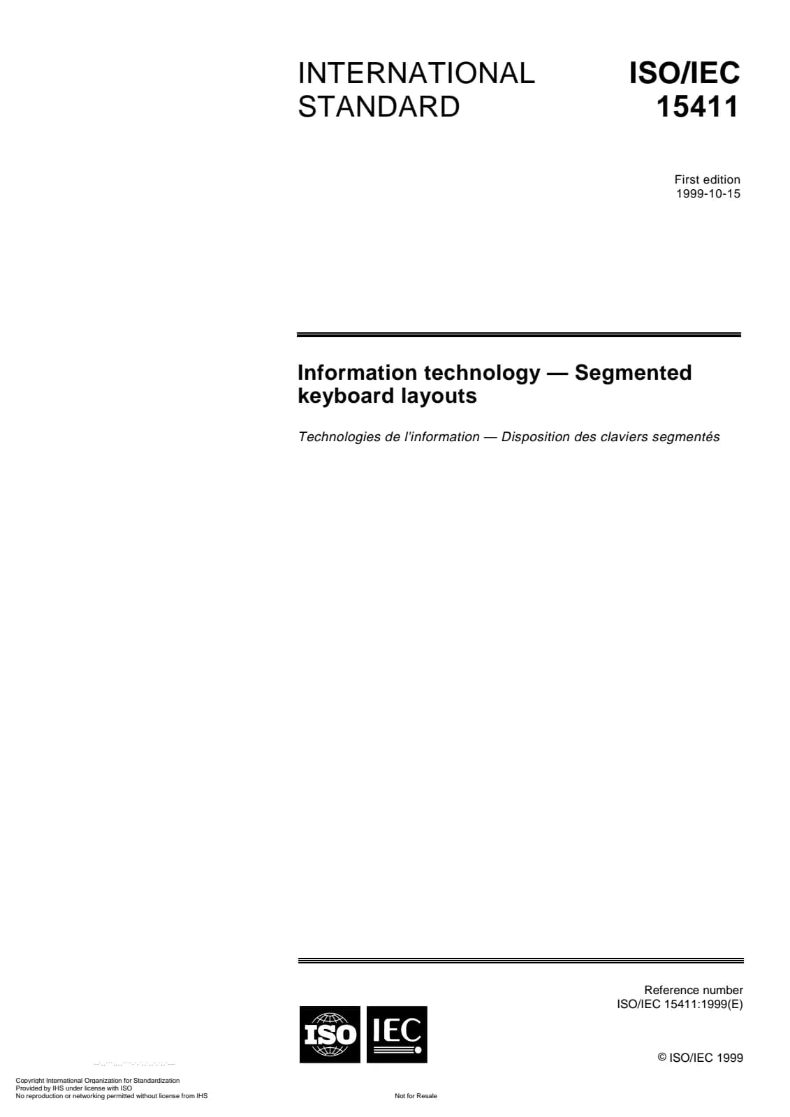 Первая страница стандарта ISO/IEC 15411:1999