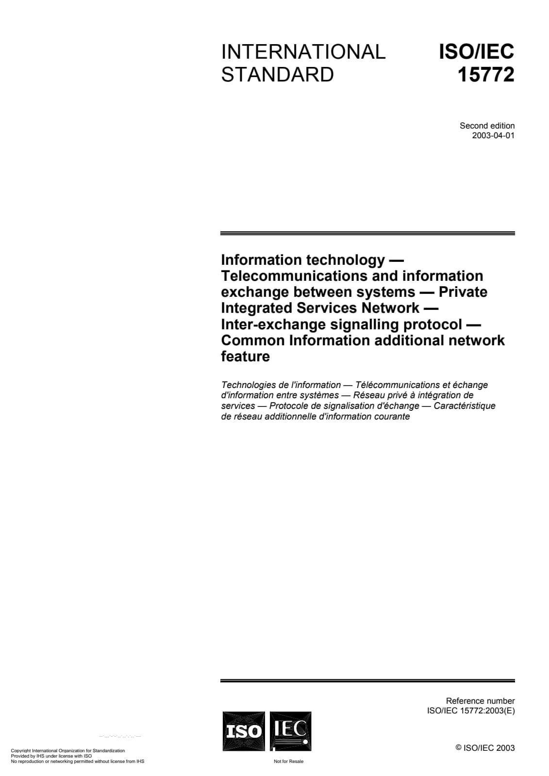 Первая страница стандарта ISO/IEC 15772:2003