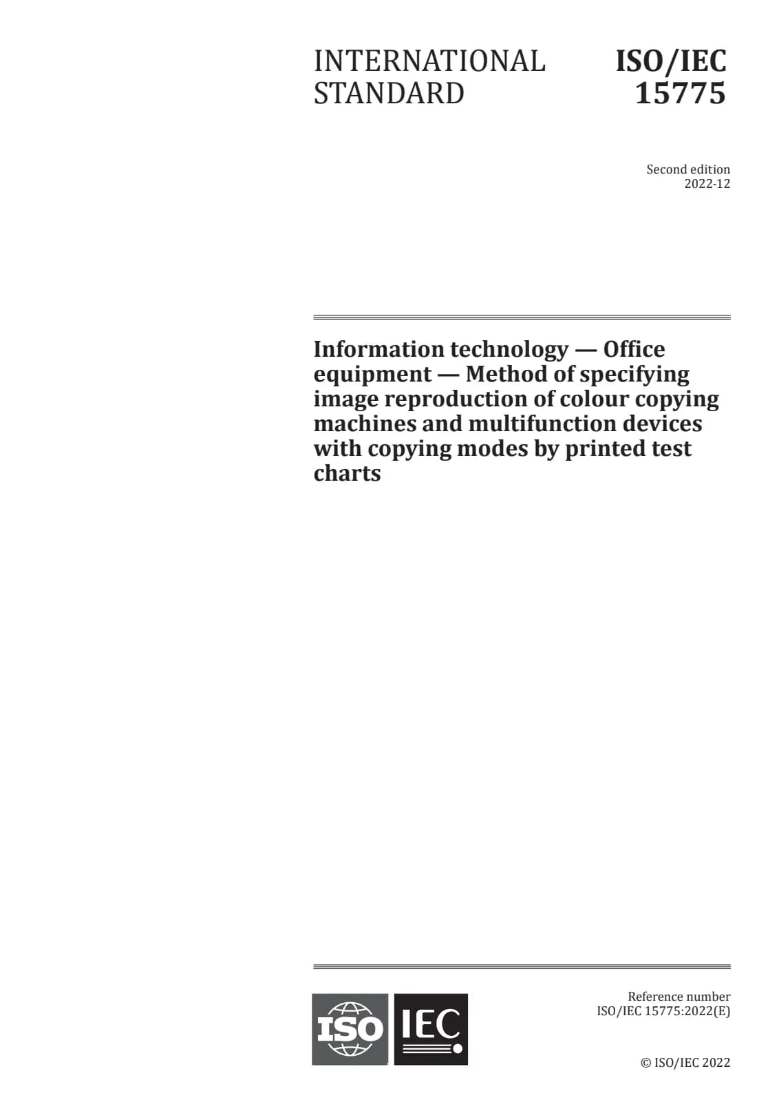 Первая страница стандарта ISO/IEC 15775:2022