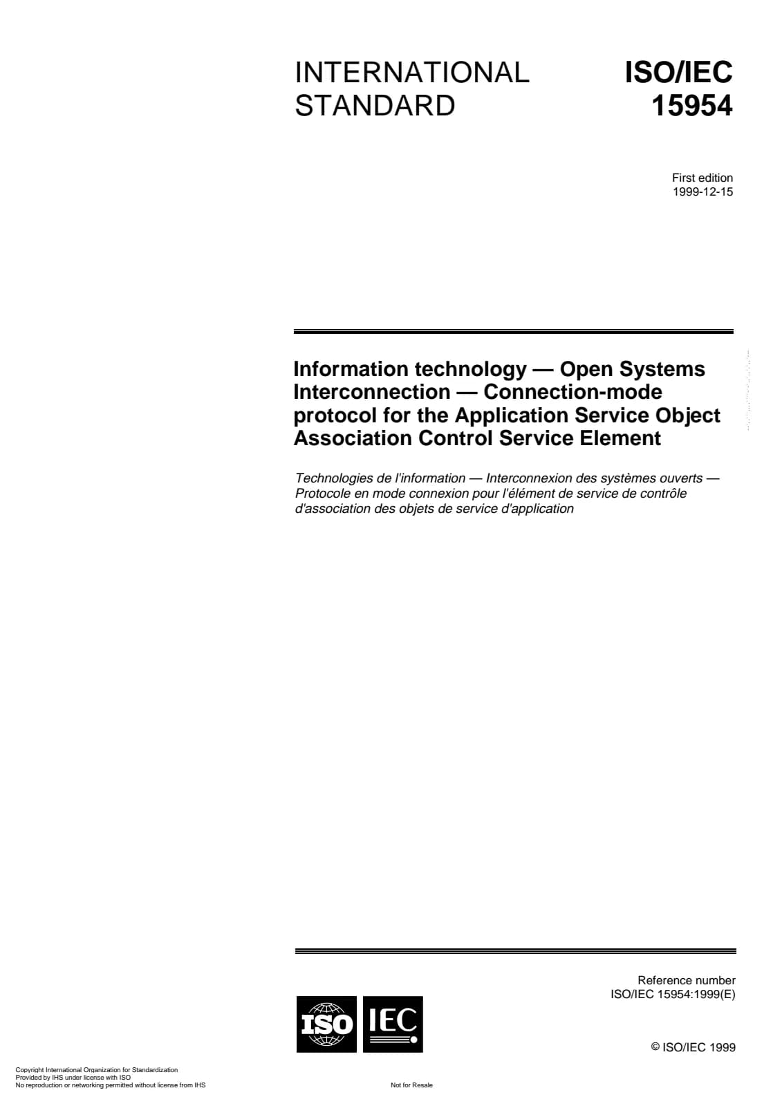 Первая страница стандарта ISO/IEC 15954:1999