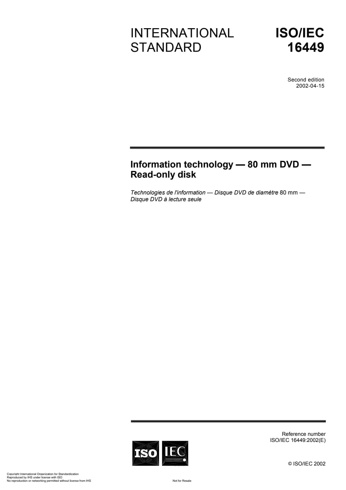 Первая страница стандарта ISO/IEC 16449:2002